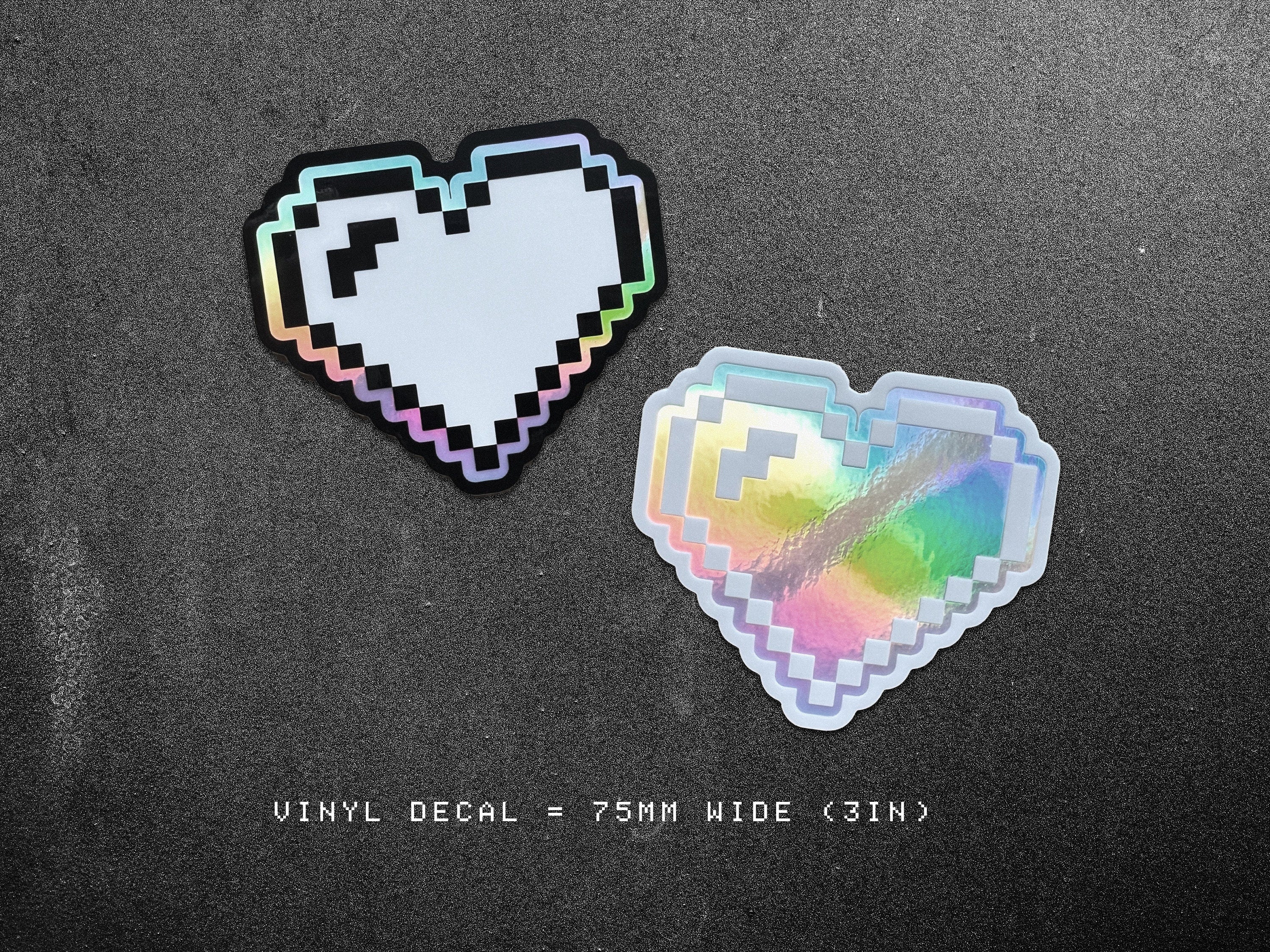 Pixel Hearts Cyberpunk Decal - Futuristic / Minimalist Holographic Sticker - Retro Vaporwave / Glitch Laptop Sticker by The Sciencey