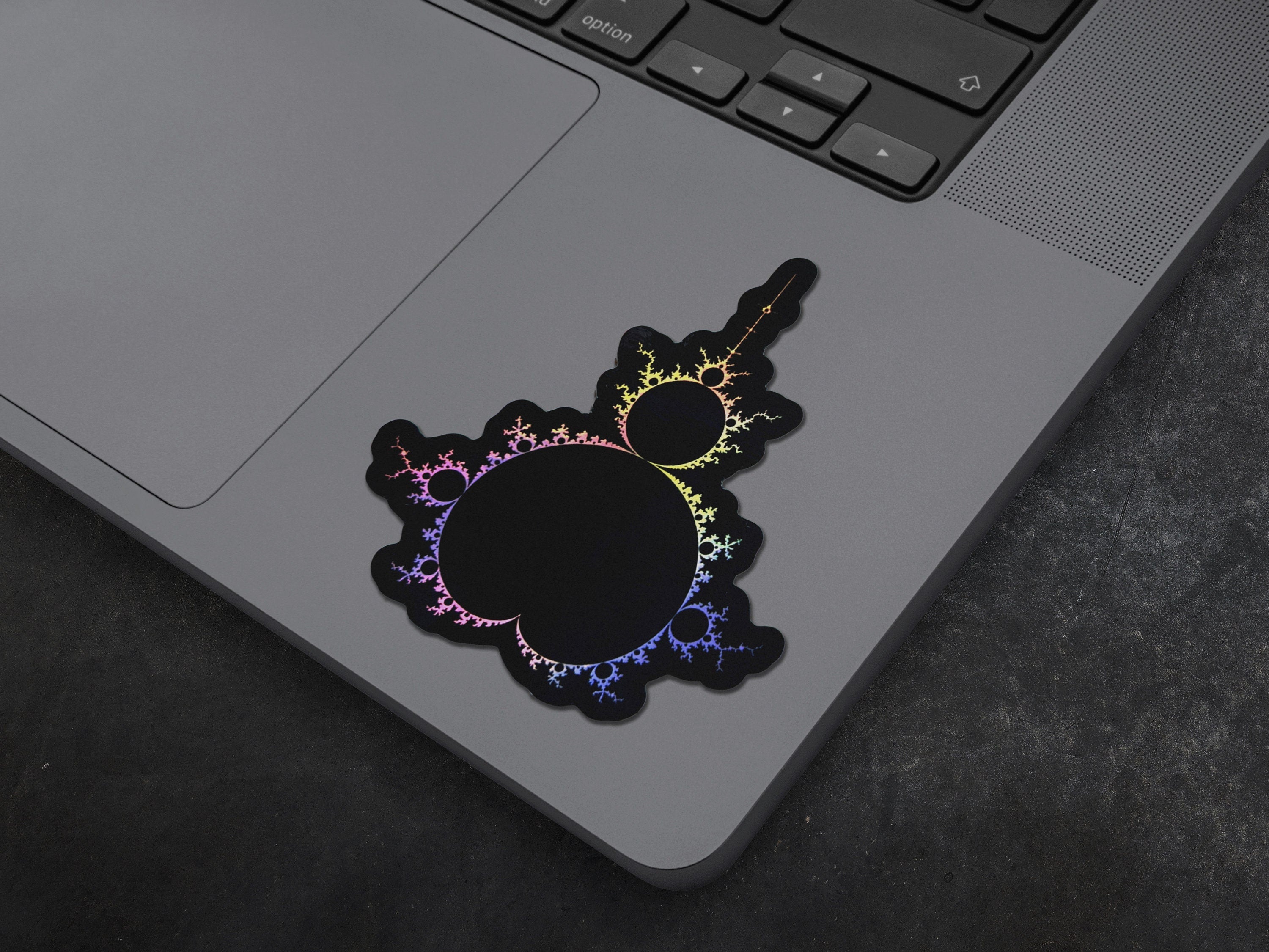 Cyberpunk Sierpiński Triangle, Mandelbrot, Koch Snowflake fractal vinyl sticker decals by The Sciencey