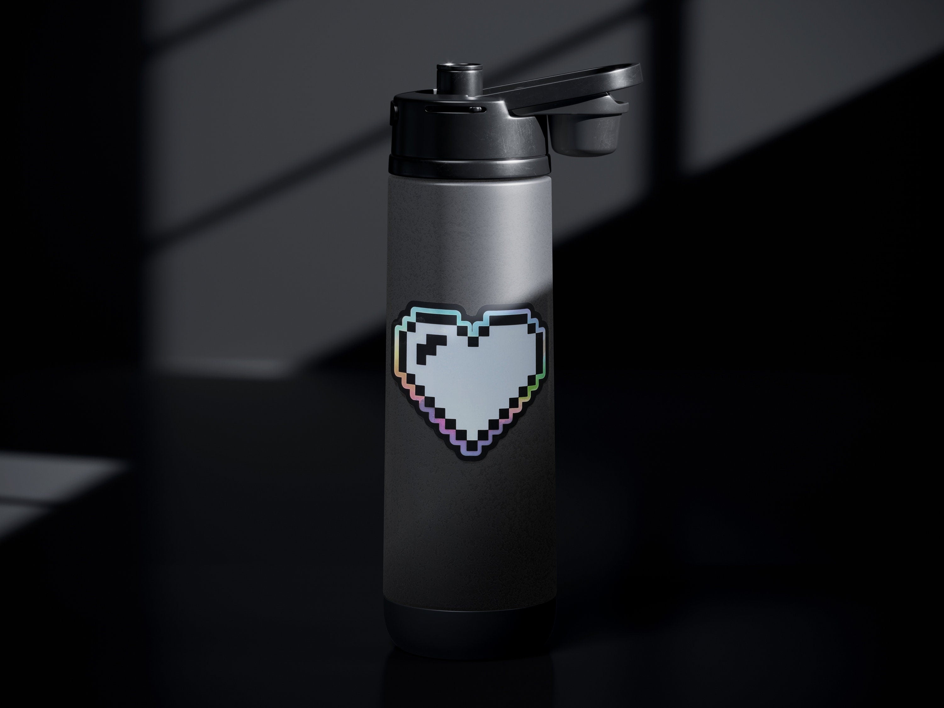 Pixel Hearts Cyberpunk Decal - Futuristic / Minimalist Holographic Sticker - Retro Vaporwave / Glitch Laptop Sticker by The Sciencey