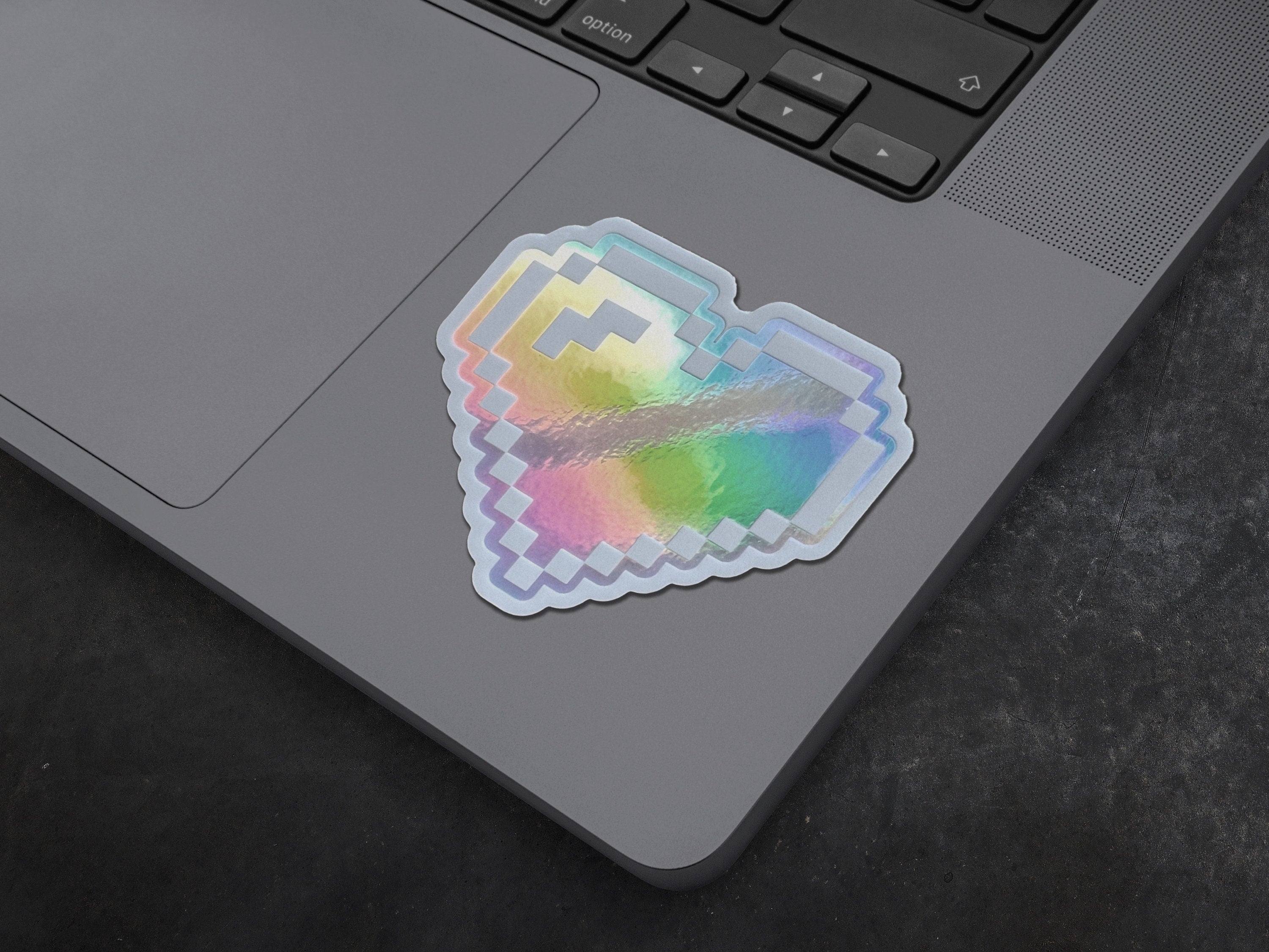 Pixel Hearts Cyberpunk Decal - Futuristic / Minimalist Holographic Sticker - Retro Vaporwave / Glitch Laptop Sticker by The Sciencey