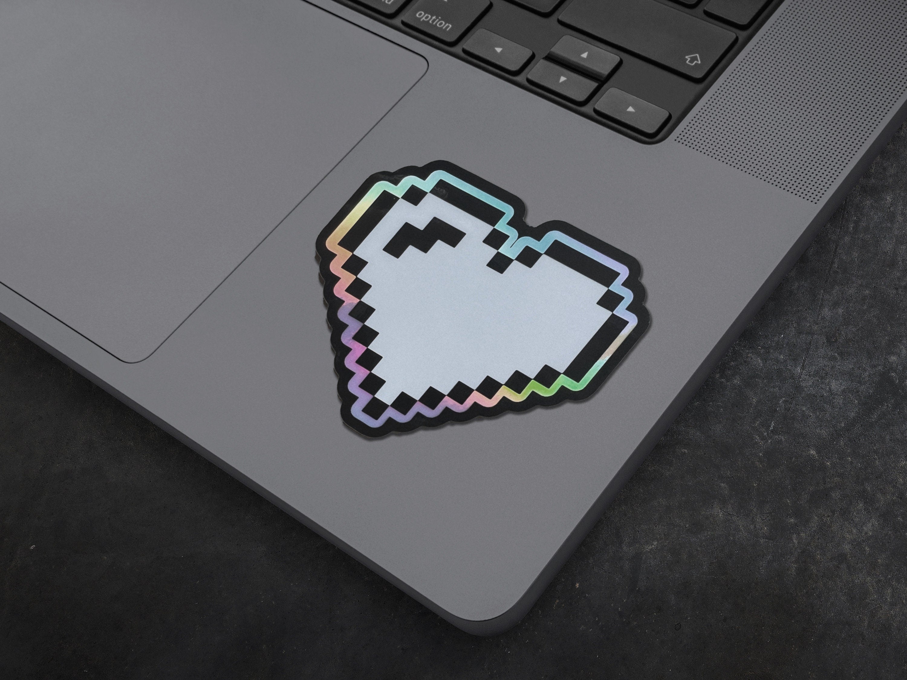Pixel Hearts Cyberpunk Decal - Futuristic / Minimalist Holographic Sticker - Retro Vaporwave / Glitch Laptop Sticker by The Sciencey