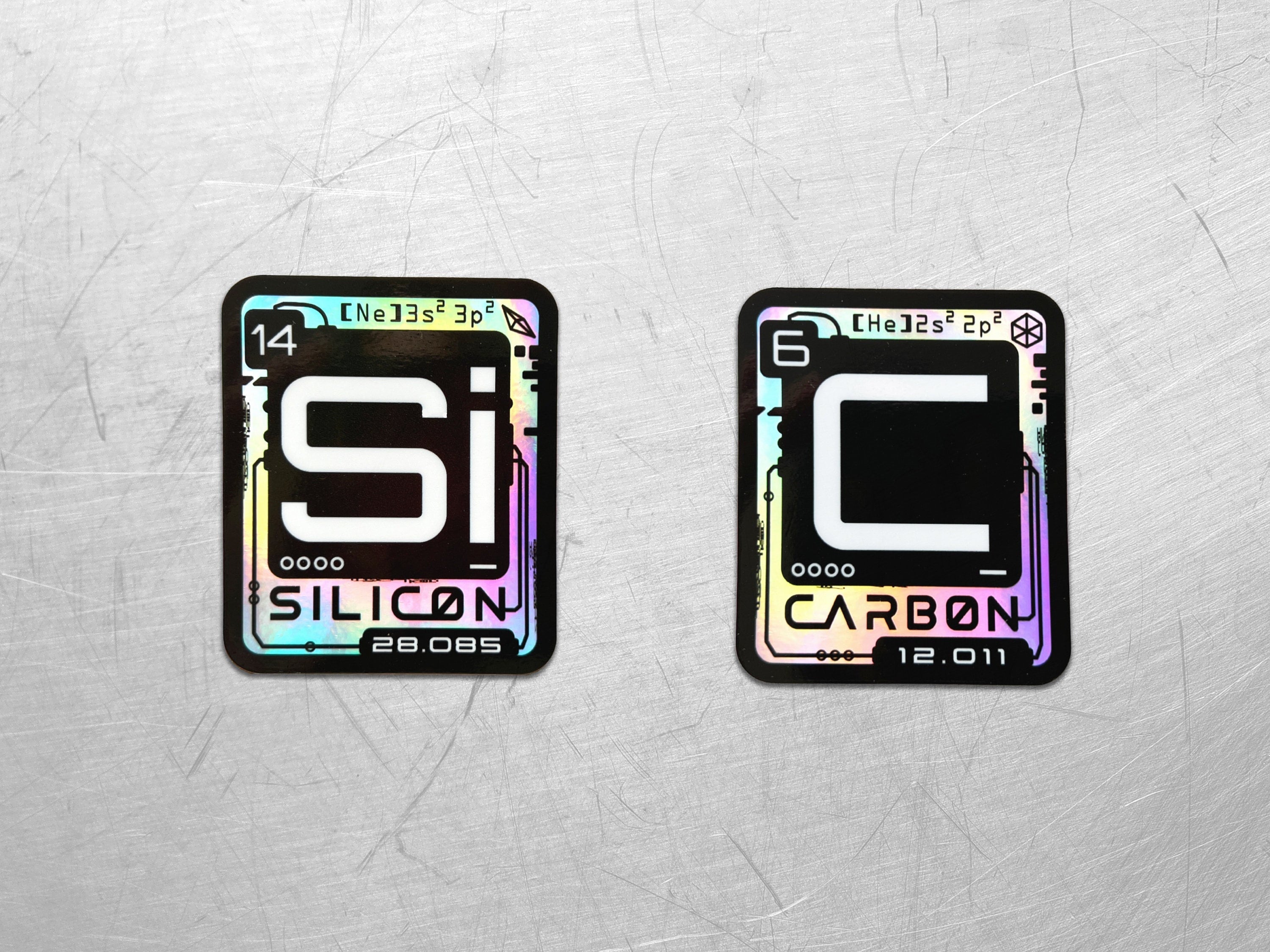 The Sciencey - Astropunk / Cyberpunk Holographic Decal Periodic Table of Elements- STEM Science,Sci-fi Sticker Chemistry Prop Gift