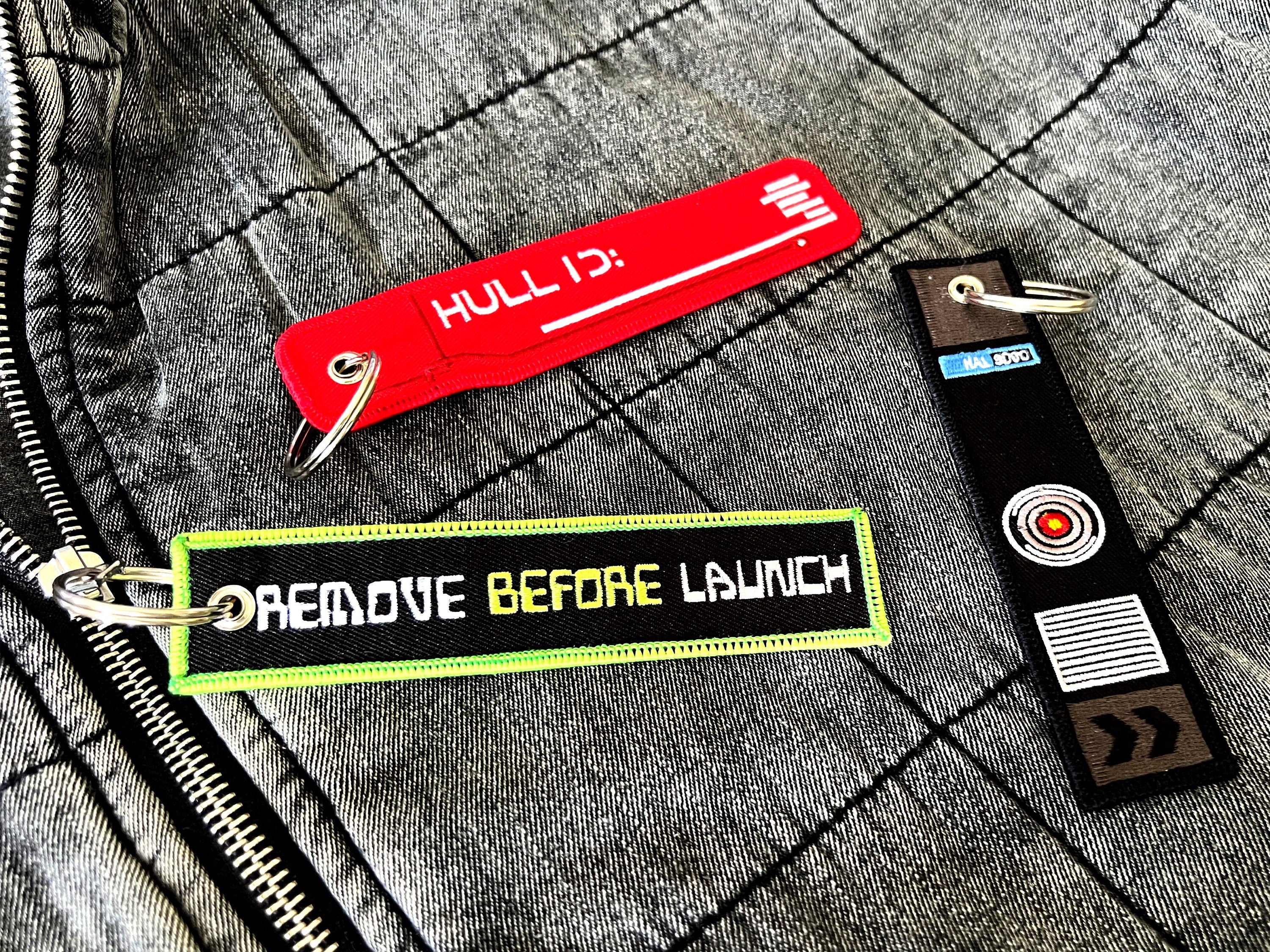 The Sciencey Remove Before Launch Sci-Fi Futuristic Keychain Flight Tag Cosplay / Astropunk / Cyberpunk Gift in Neon Green