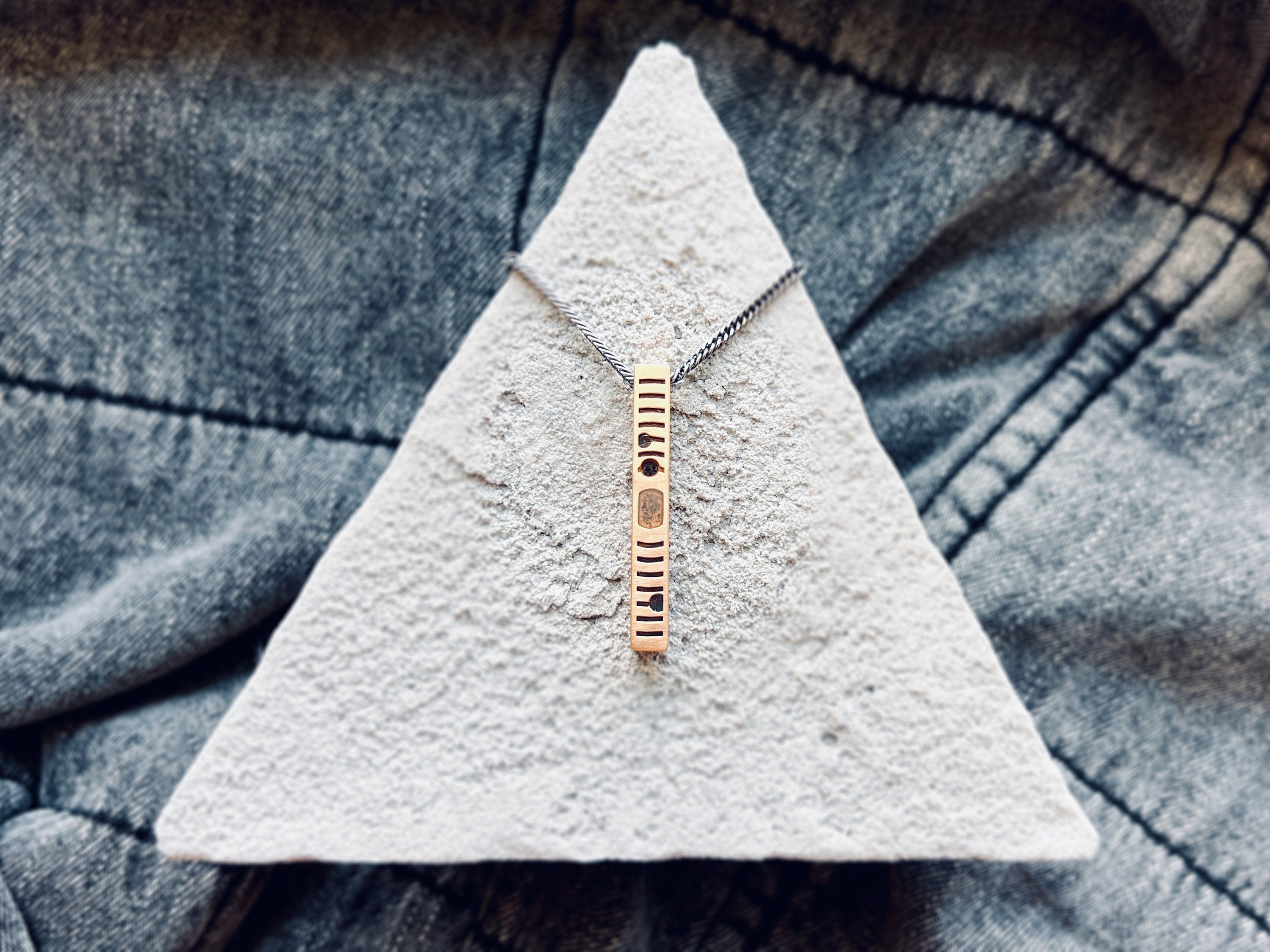 We The Sciencey - Dystopian Desert Relic Pendant Steel Necklace - EDC Cyberpunk / Astropunk Sterling Silver Artifact - Tactile Jewelry