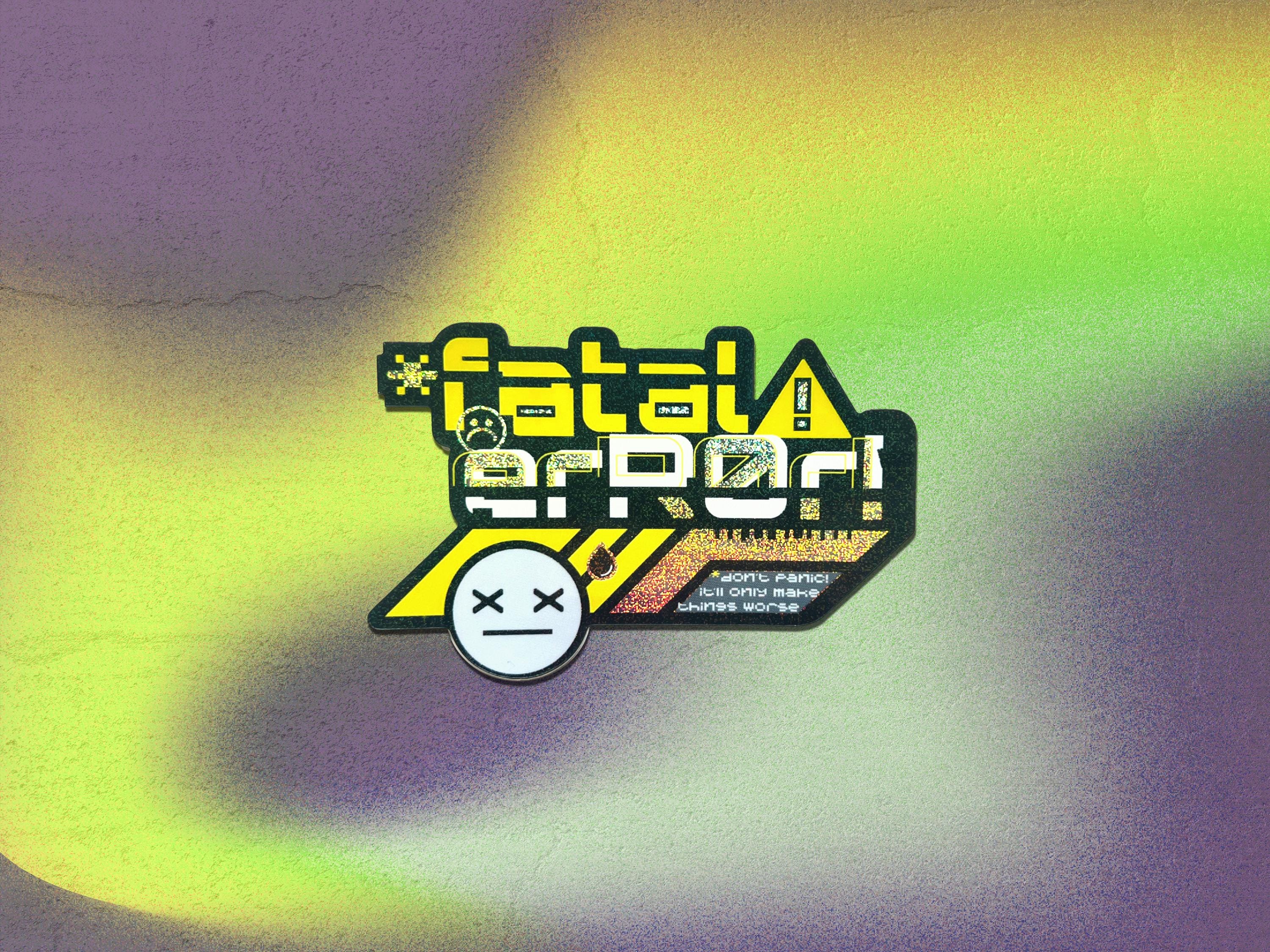 Cyberpunk / Astropunk Holographic Pixelated Fatal Error Sticker by The Sciencey