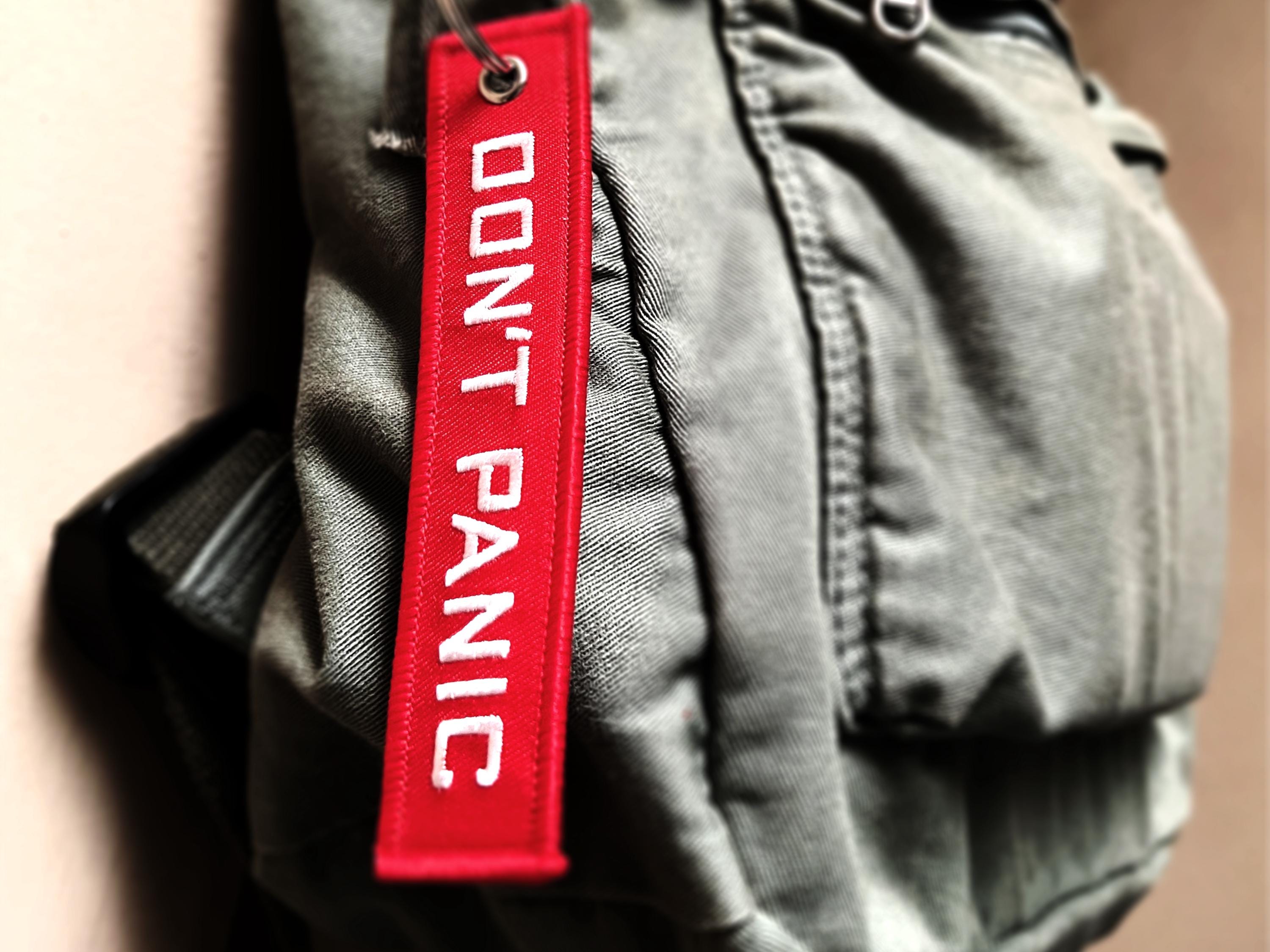 'Don't Panic' Flight Keychain