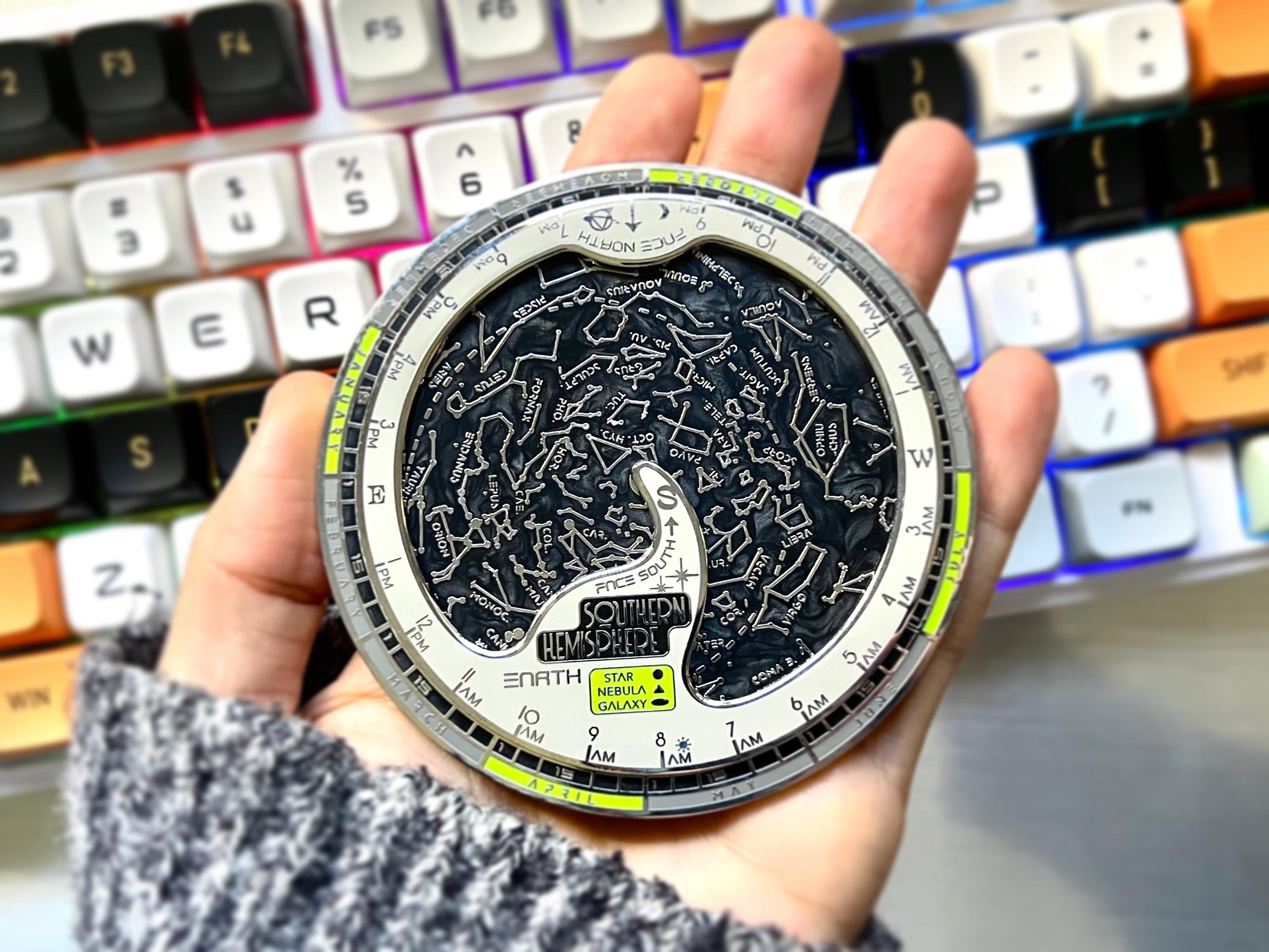 Planisphere for Southern Hemisphere - Constellation Star Chart Spinner / Spinning Enamel Pin - Unique Interactive Space /Astronomy STEM Gift