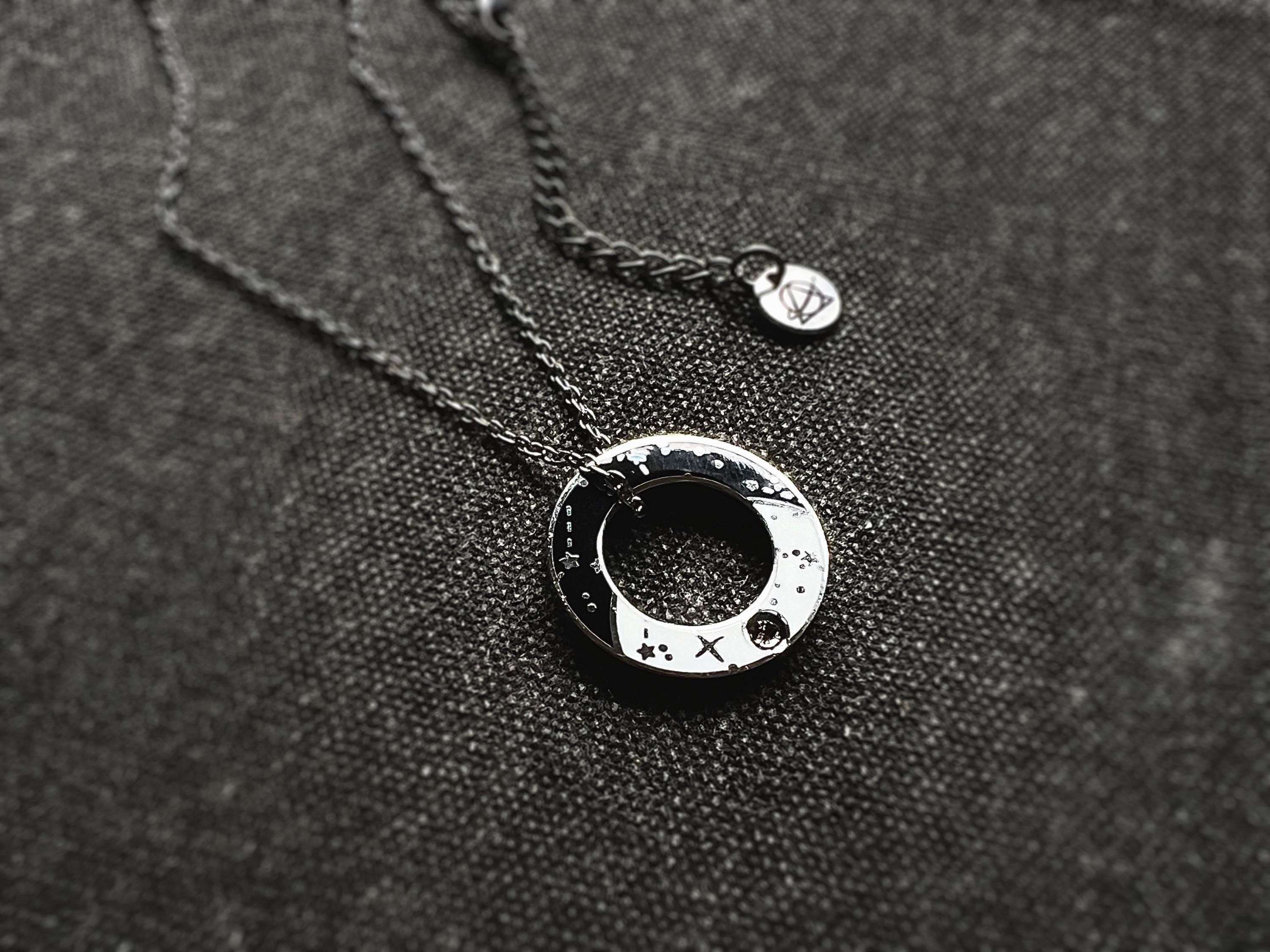 Ad Astra Per Aspera Minimalist Pendant Necklace in Black by The Sciencey