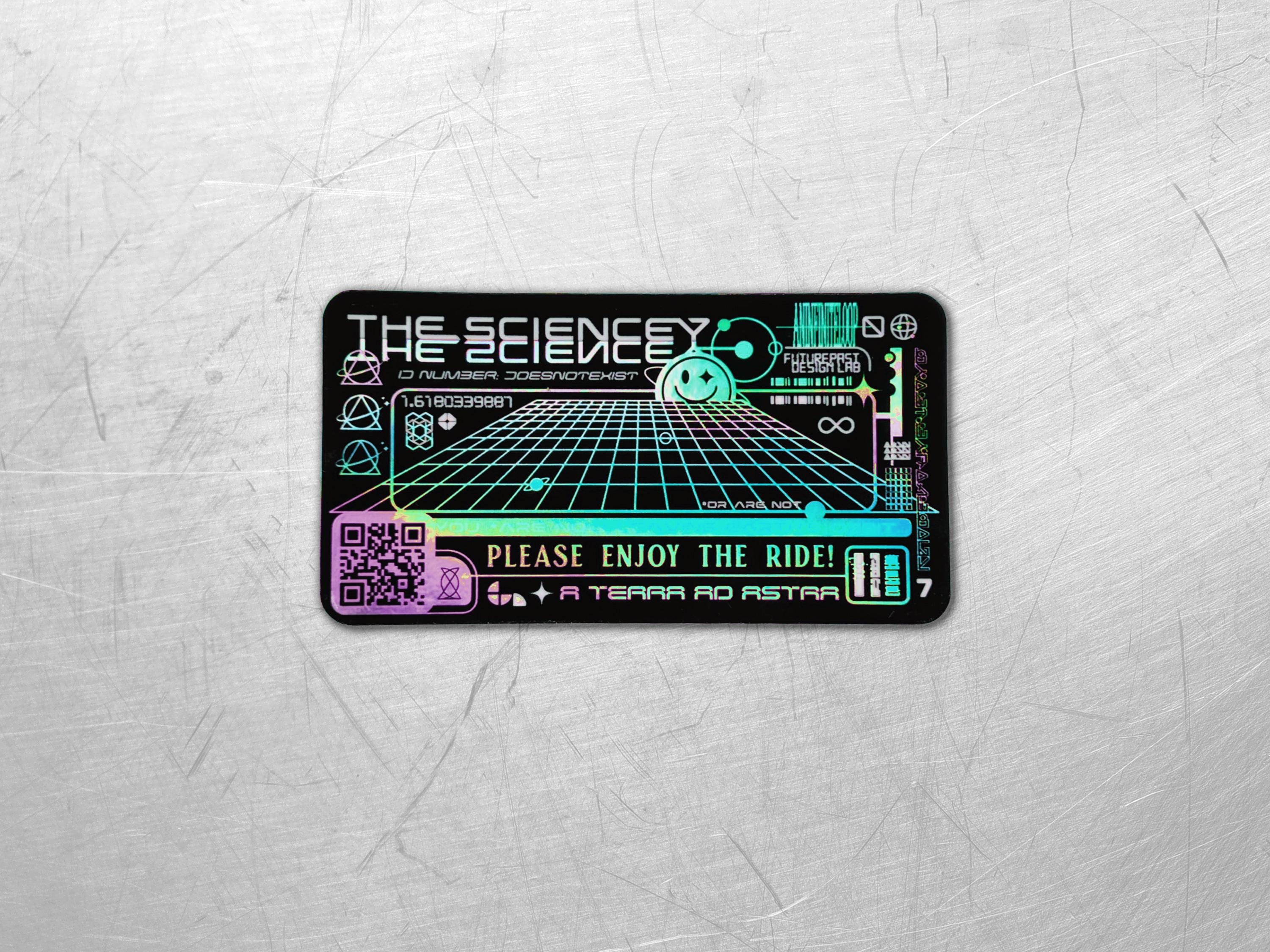 The Sciencey Holographic Vinyl Decal - Cyberpunk Laptop Sticker - Futuristic Astropunk / Space Sci-Fi Water Bottle Decal