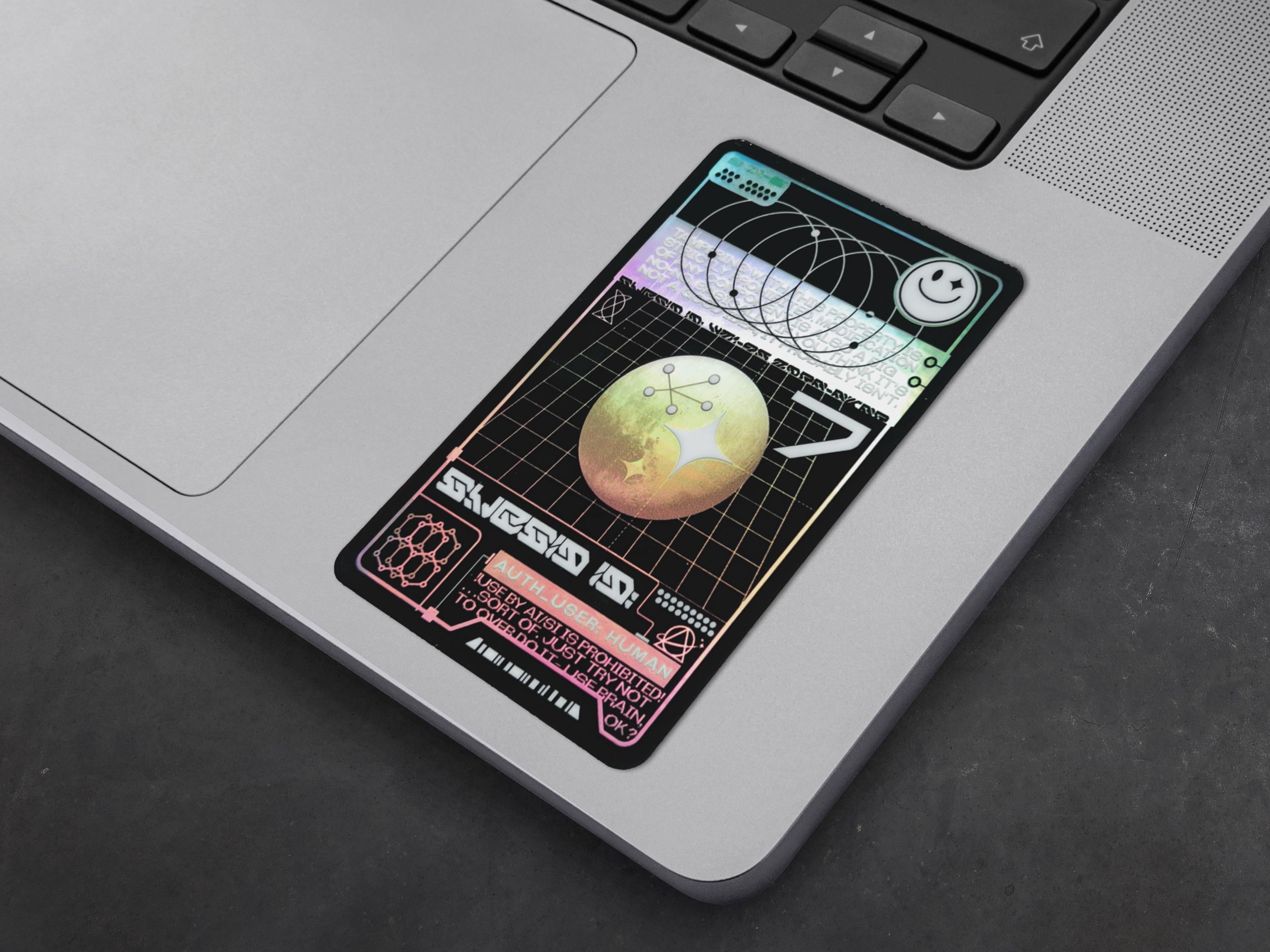 Cyberpunk ID Holographic Vinyl Decal - Vaporwave Laptop Sticker - Futuristic Astropunk / Space Sci-Fi Glitch Decal