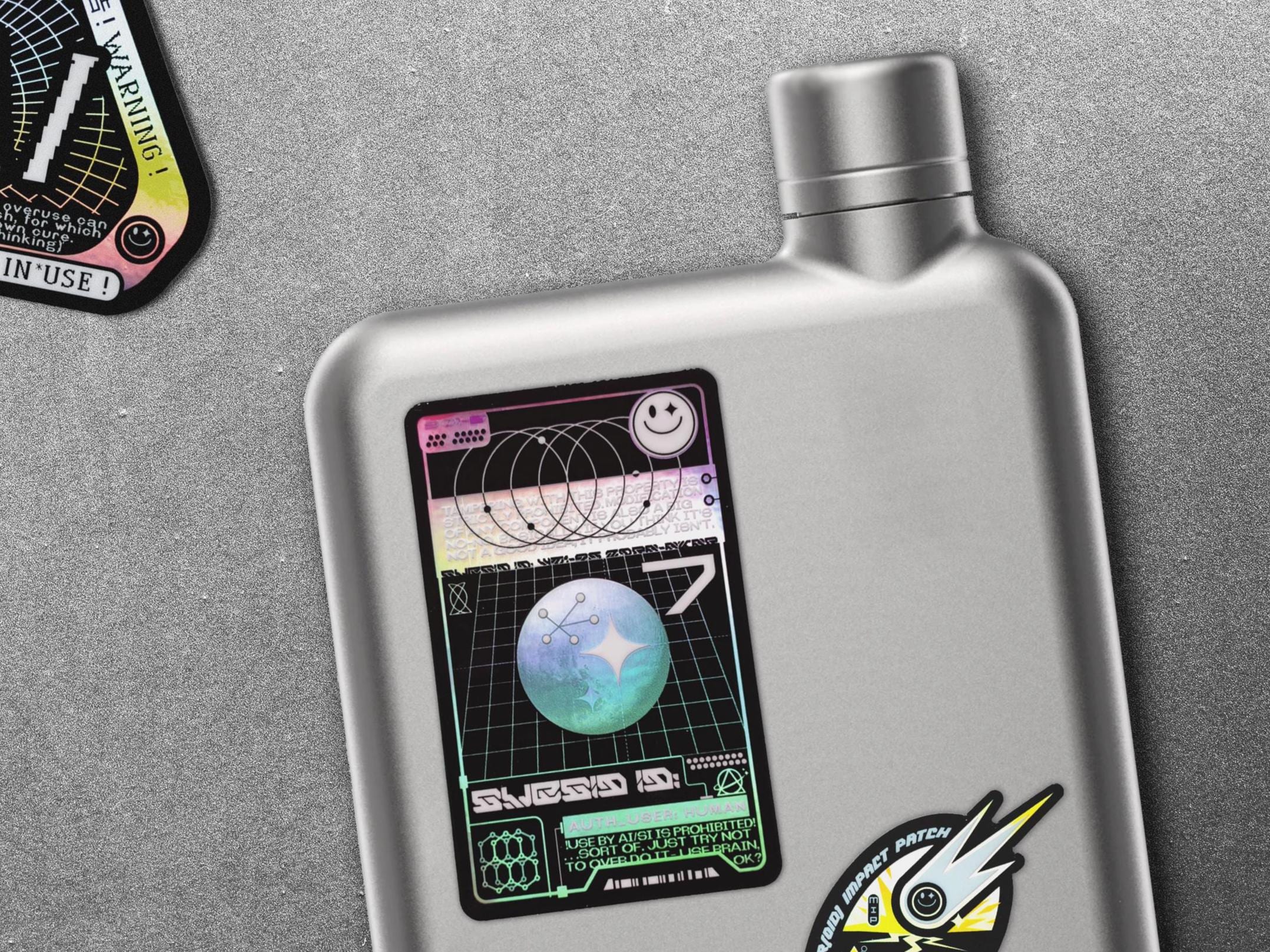 Cyberpunk ID Holographic Vinyl Decal - Vaporwave Laptop Sticker - Futuristic Astropunk / Space Sci-Fi Glitch Decal