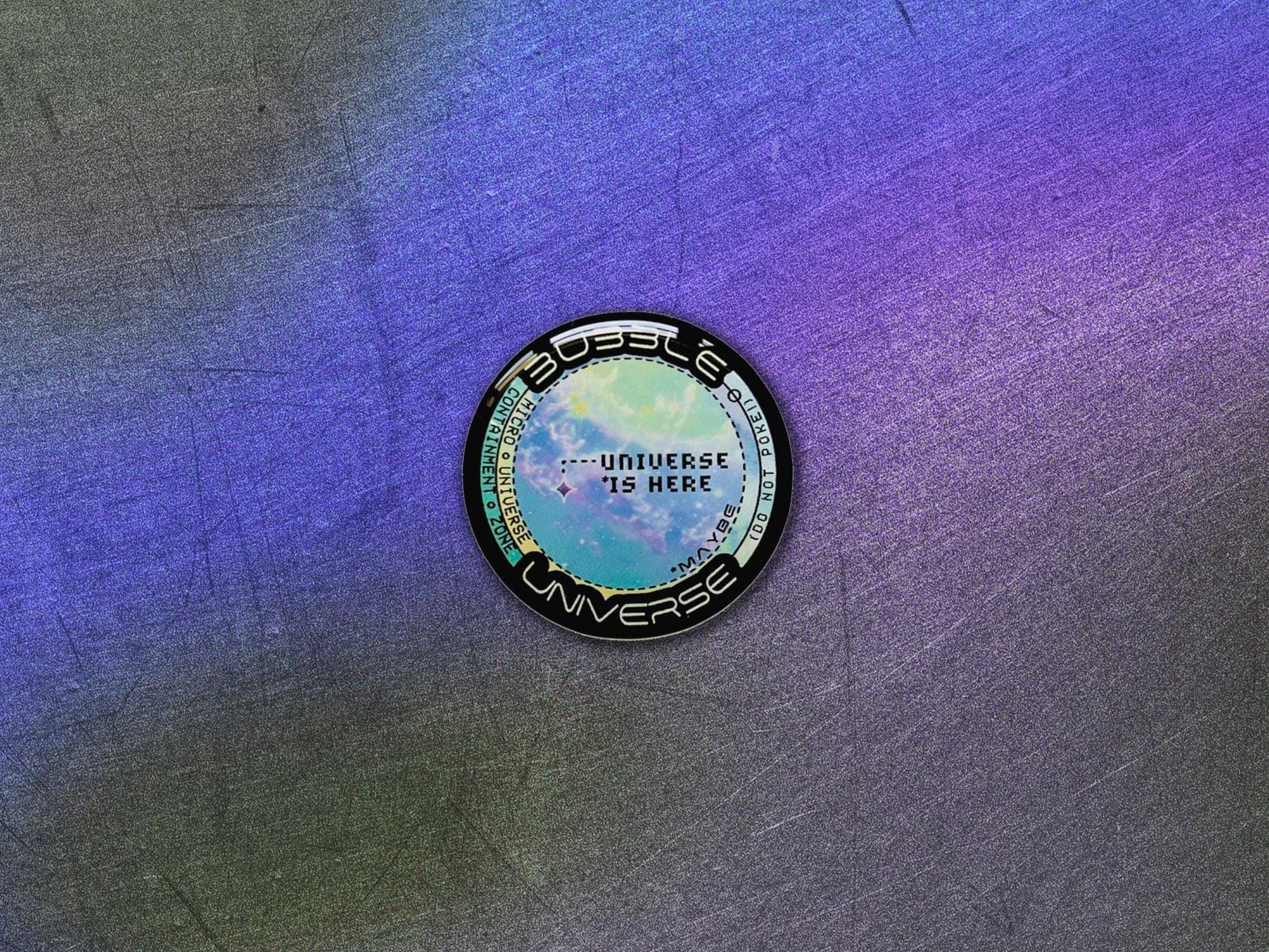 Bubble Universe Button Decal - Futuristic Space Laptop Vinyl Sticker - Sci-Fi / Cyberpunk Space Gift