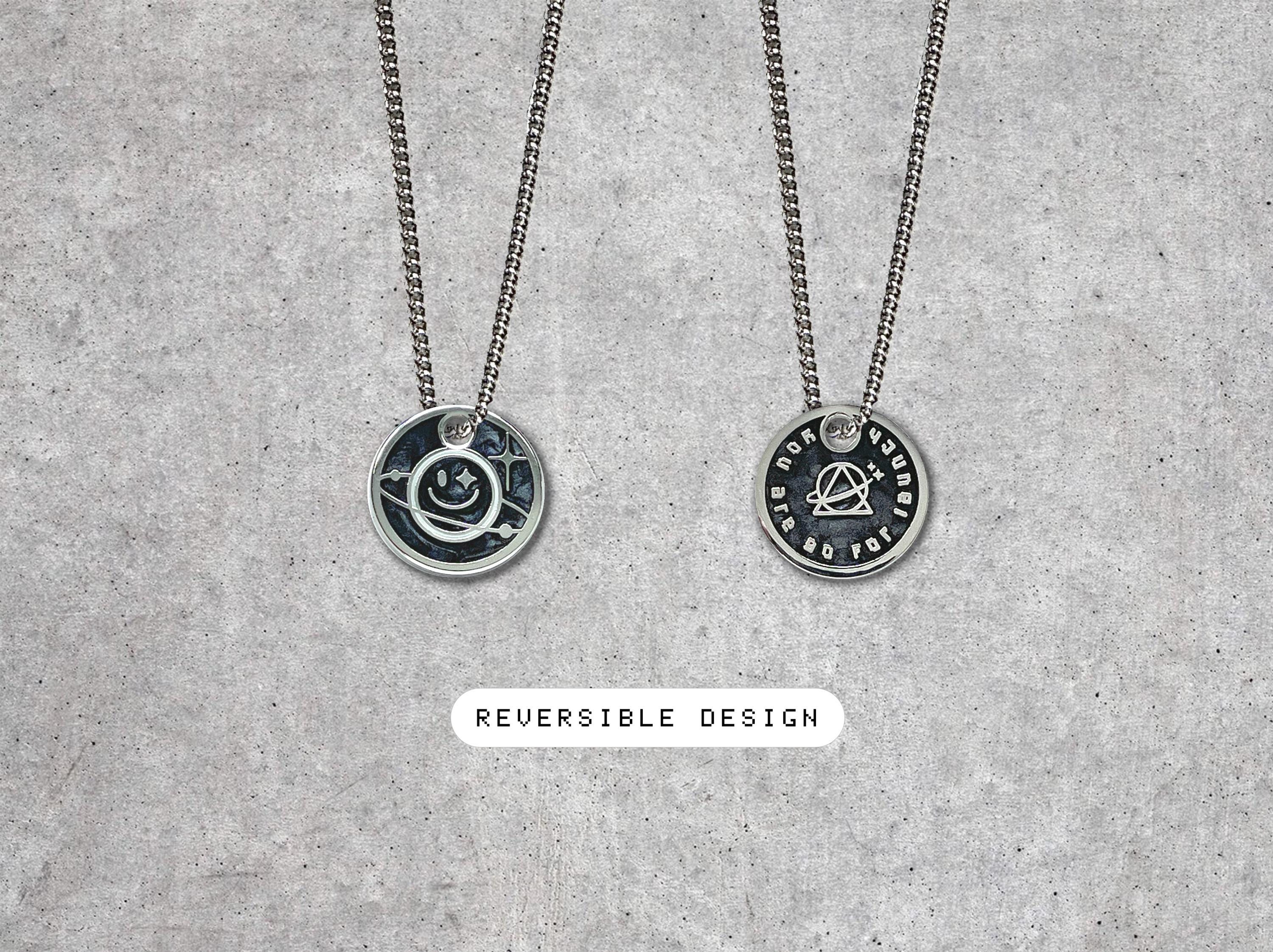 Winking Planet Necklace - Astronomy / Space Pendant Necklace Gift - Astropunk / Cyberpunk Jewelry