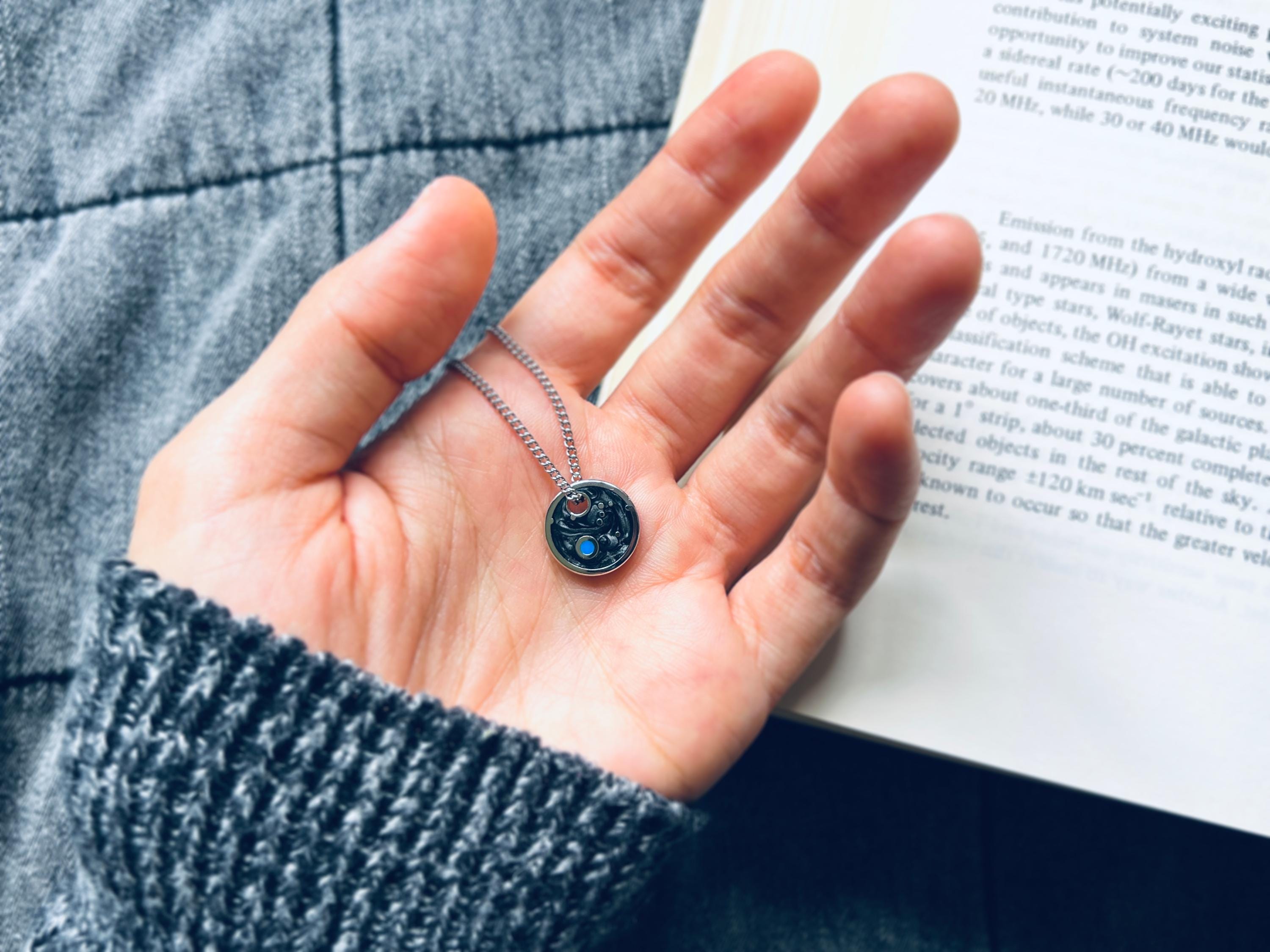 Pale Blue Dot Necklace V2 - Minimalist Astronomy / Space Pendant Necklace Gift - Celestial / Earth Jewelry