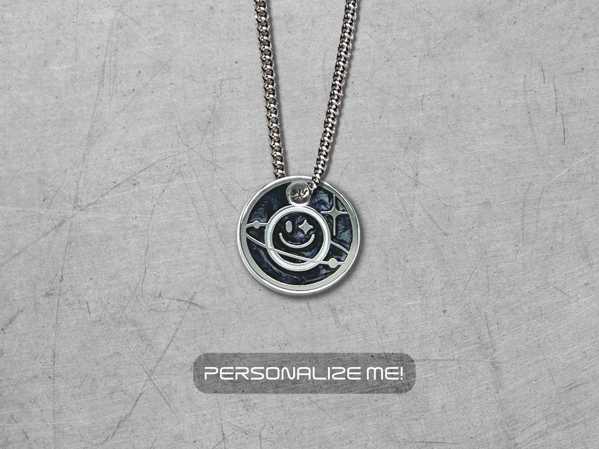 Winking Planet Necklace - Astronomy / Space Pendant Necklace Gift - Astropunk / Cyberpunk Jewelry