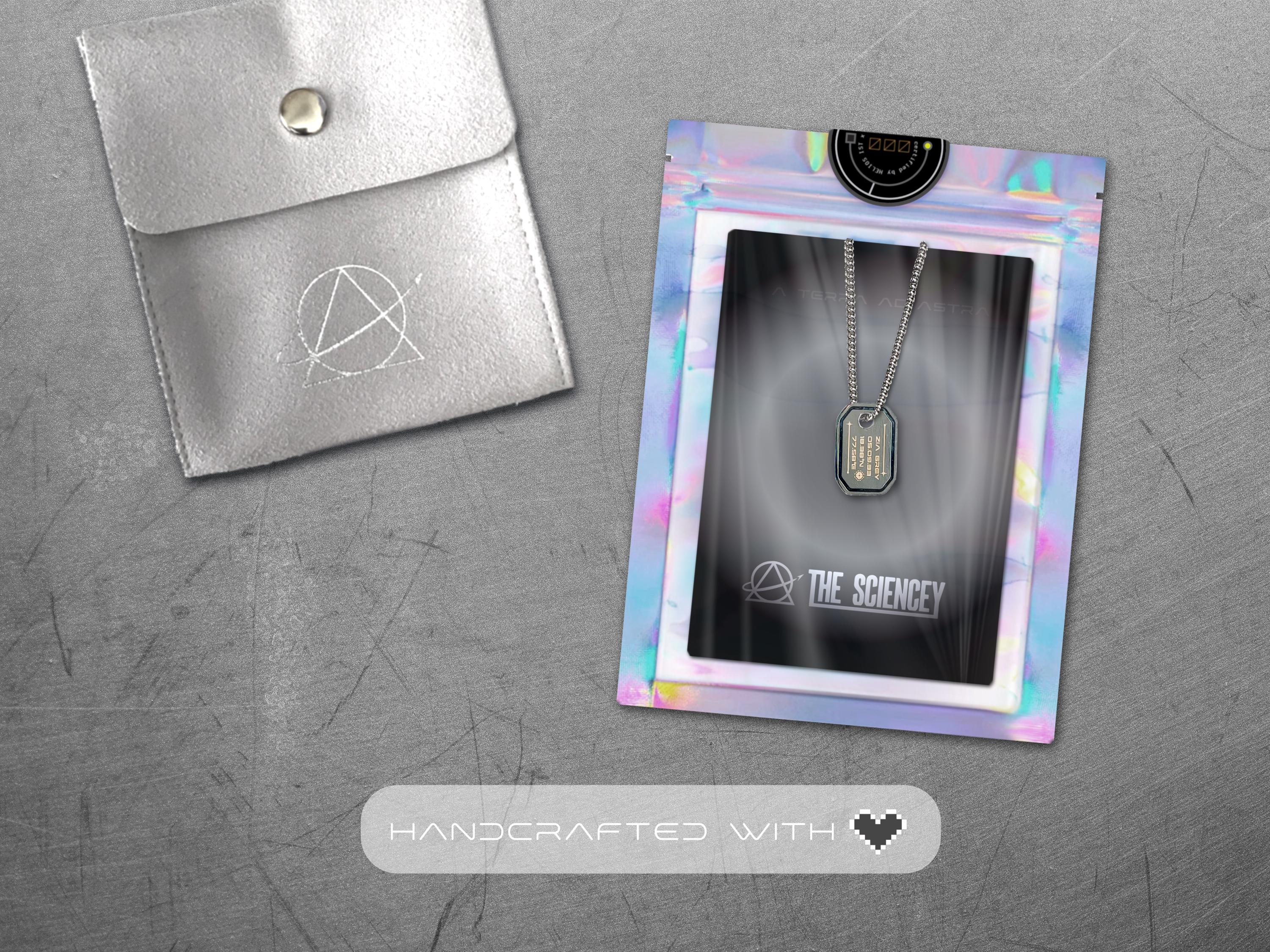 Custom Micro ID Tag Necklace - Cyberpunk Ad Astra Men's / Women's Black Dog Tag Pendant - Minimalist Astronomy / Sci-fi Space Jewelry