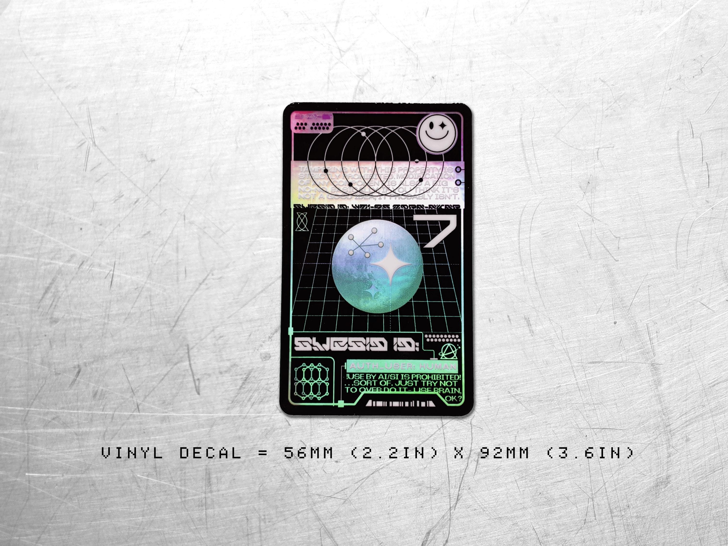 Cyberpunk ID Holographic Vinyl Decal - Vaporwave Laptop Sticker - Futuristic Astropunk / Space Sci-Fi Glitch Decal