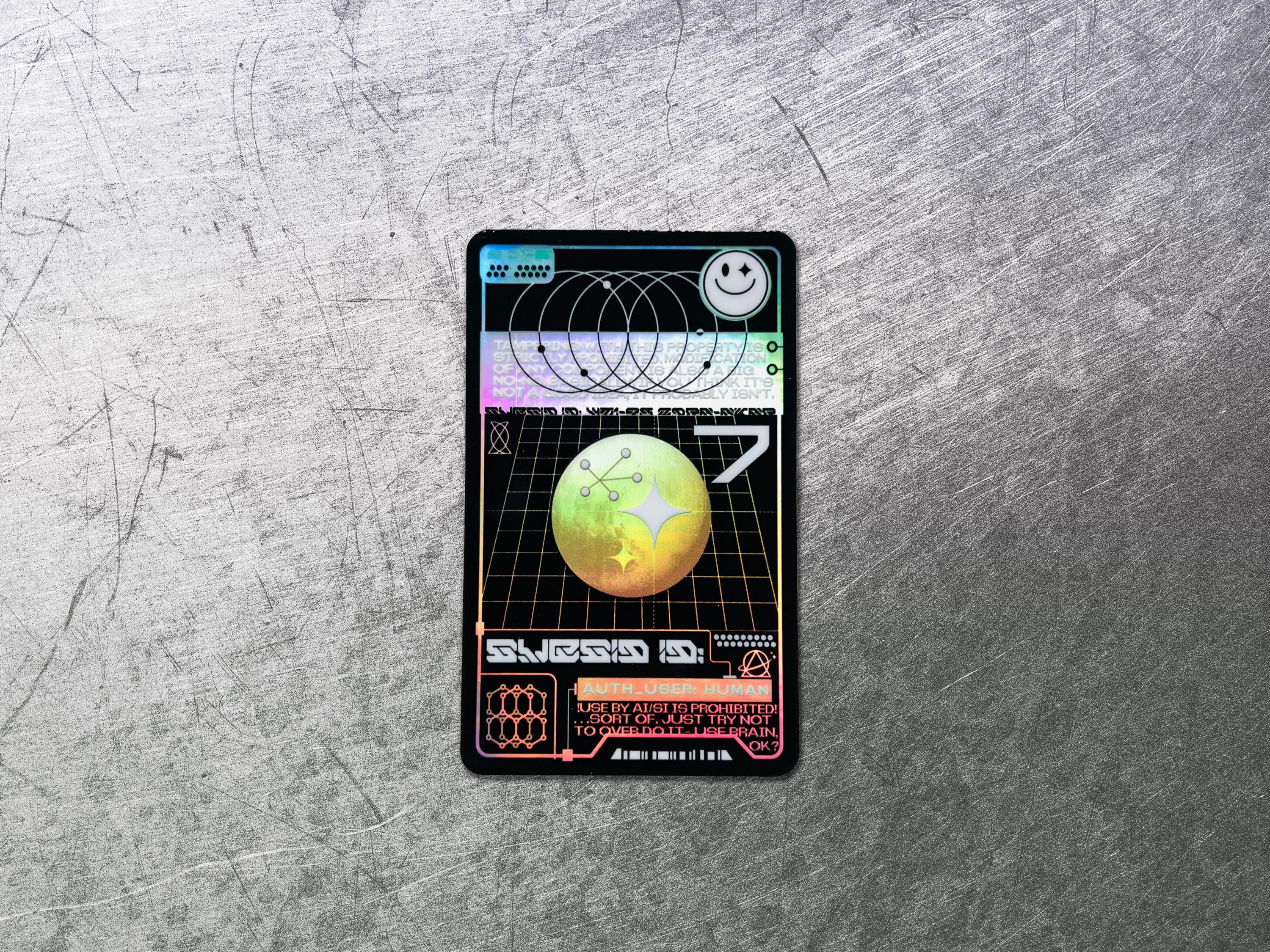 Cyberpunk ID Holographic Vinyl Decal - Vaporwave Laptop Sticker - Futuristic Astropunk / Space Sci-Fi Glitch Decal