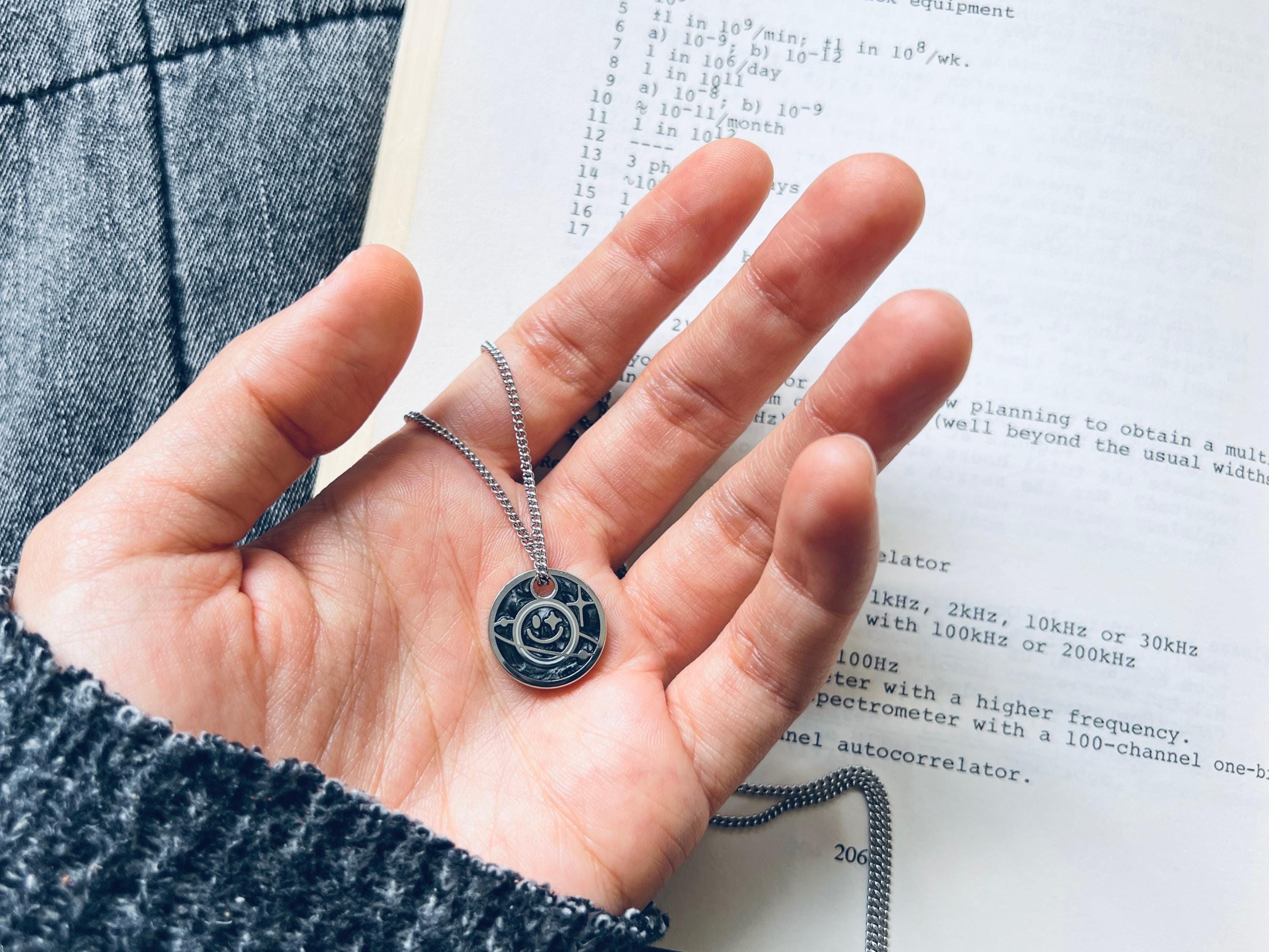 Winking Planet Necklace - Astronomy / Space Pendant Necklace Gift - Astropunk / Cyberpunk Jewelry