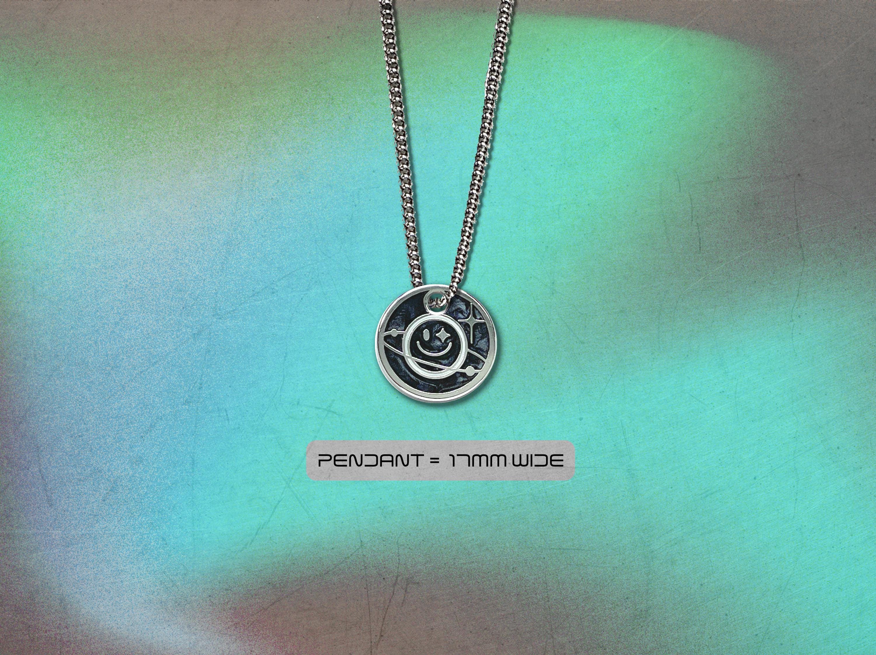 Winking Planet Necklace - Astronomy / Space Pendant Necklace Gift - Astropunk / Cyberpunk Jewelry