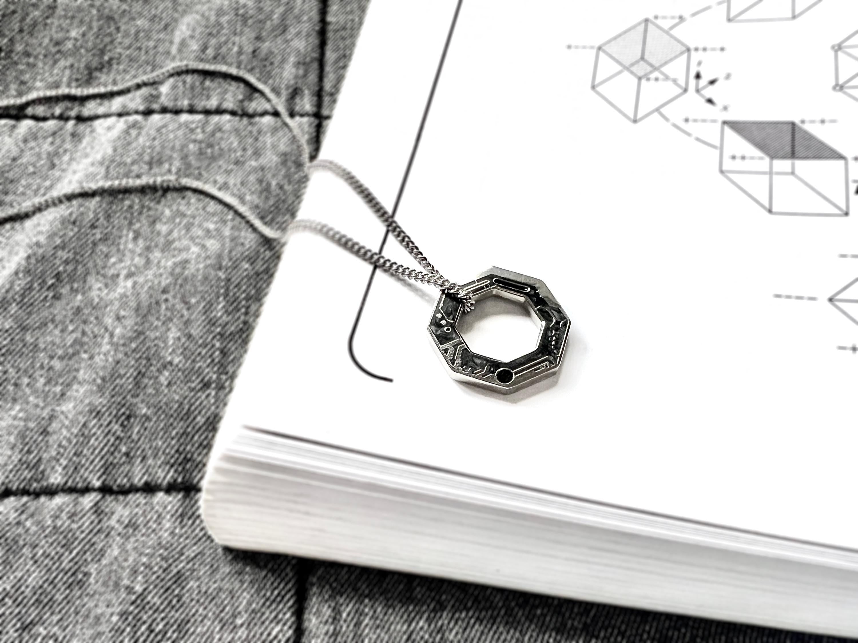 Volcanic Ash + Meteorite Dust Necklace - Ad Astra Men's / Women's Black Astronomy Pendant - Minimalist / Cyberpunk Sci-Fi Space Jewelry