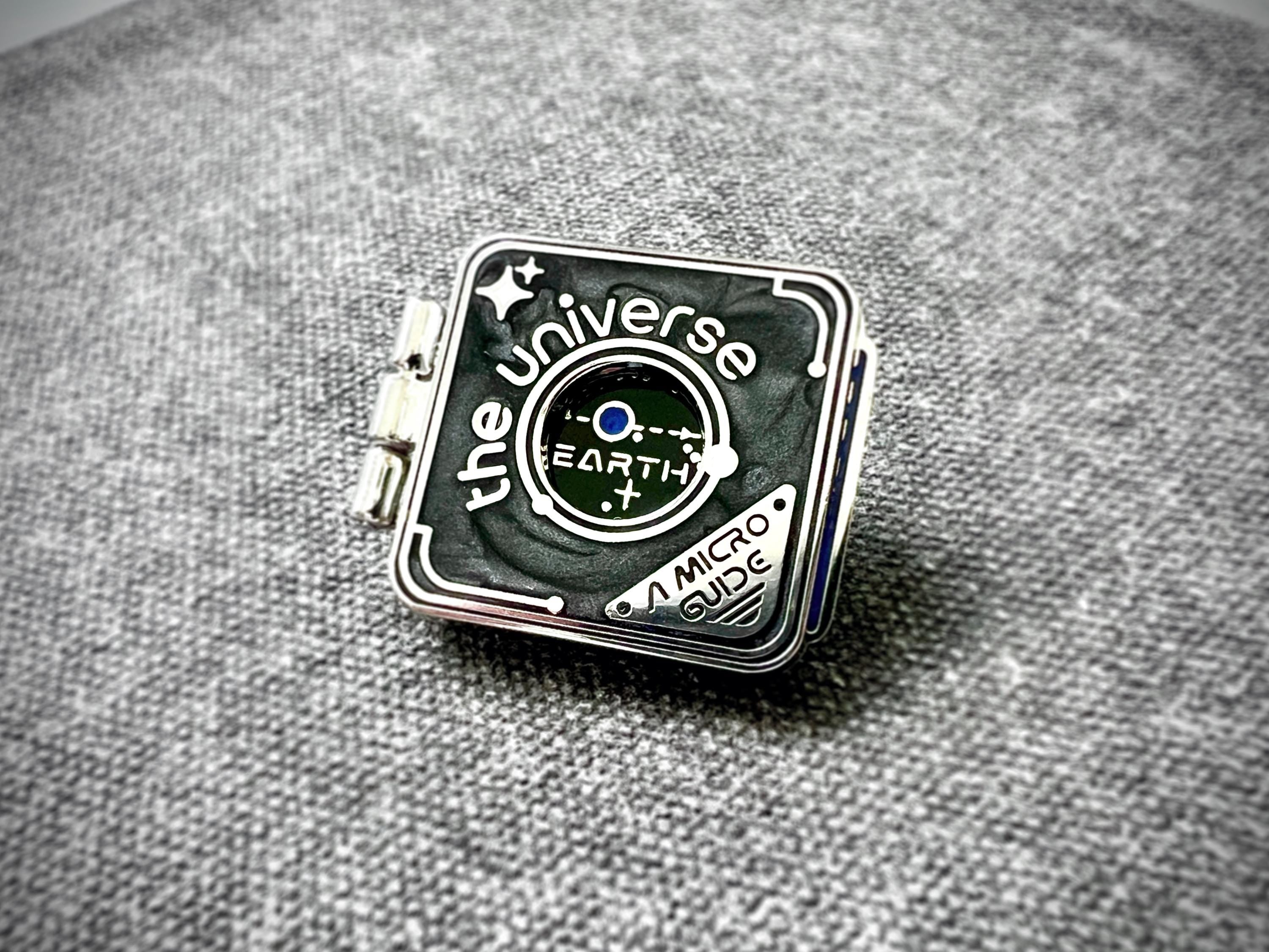 Universal Guide Enamel Pin - Futuristic / Interactive Wormhole Lapel Pin - Universe / Galaxy Space Locket Brooch