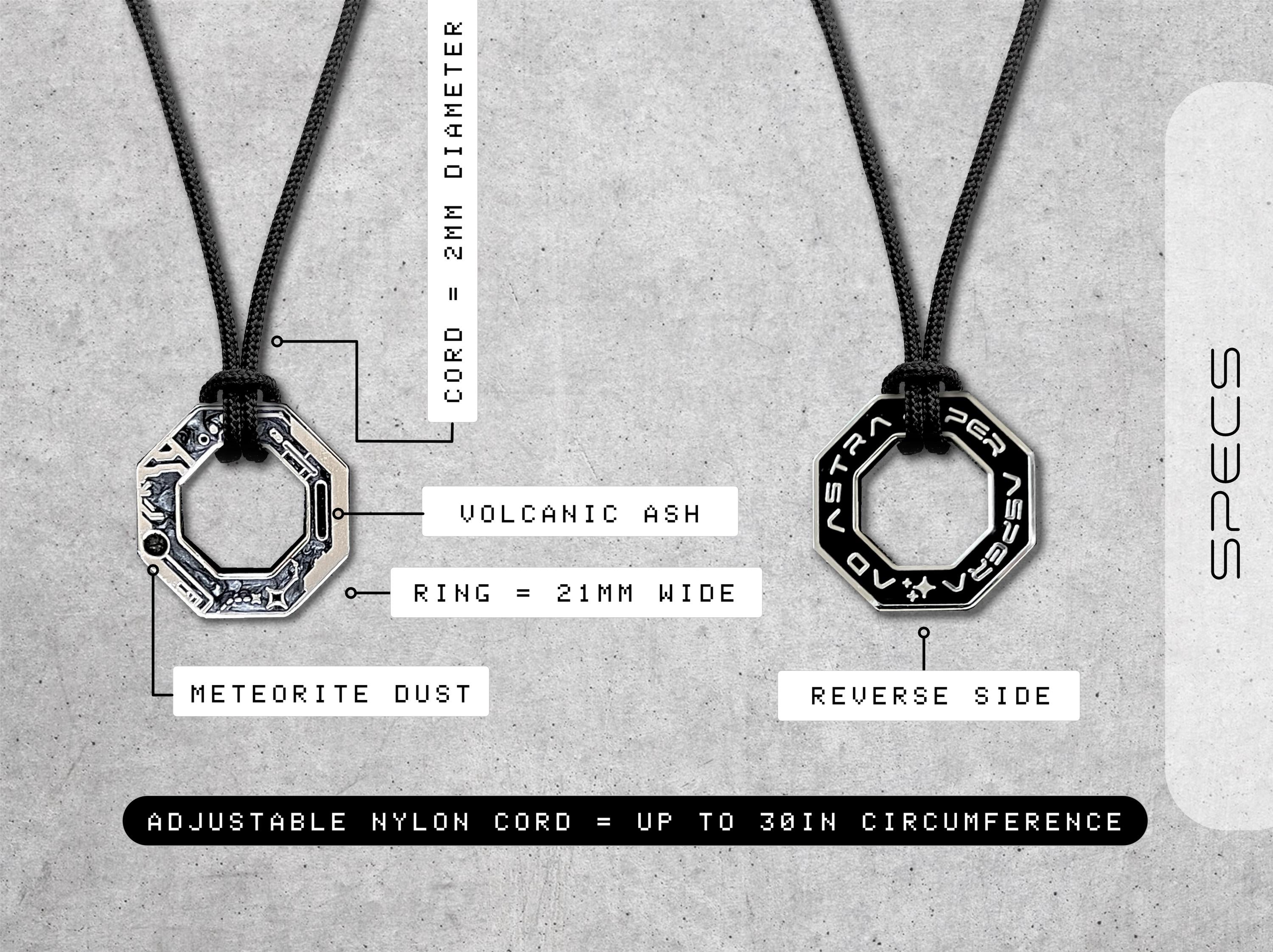 Volcanic Ash Meteorite Necklace: Ad Astra Reversible Sci-Fi Space Pendant