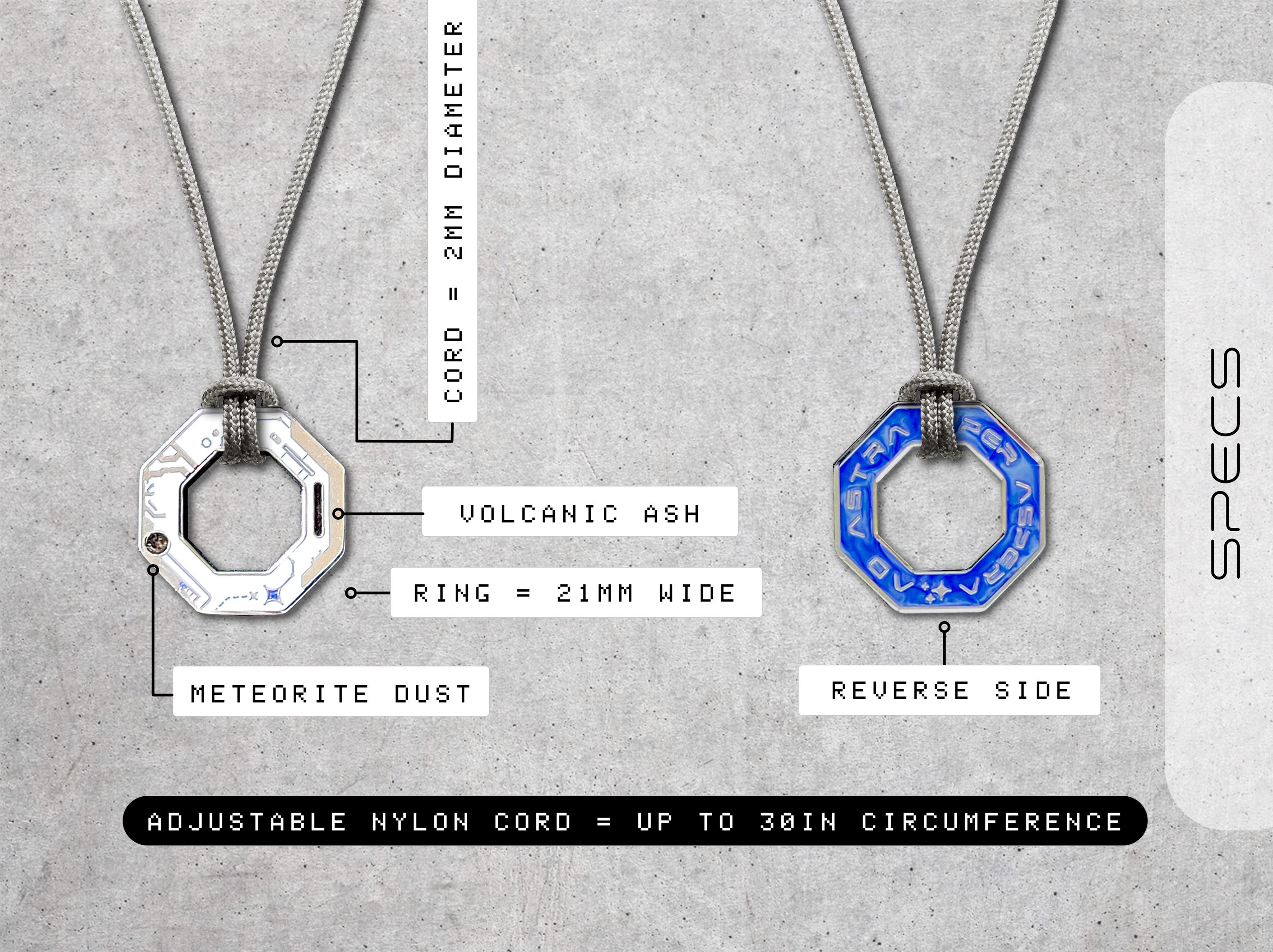 Volcanic Ash + Meteorite Dust Necklace - Ad Astra Men's / Women's Black Astronomy Pendant - Minimalist / Cyberpunk Sci-Fi Space Jewelry