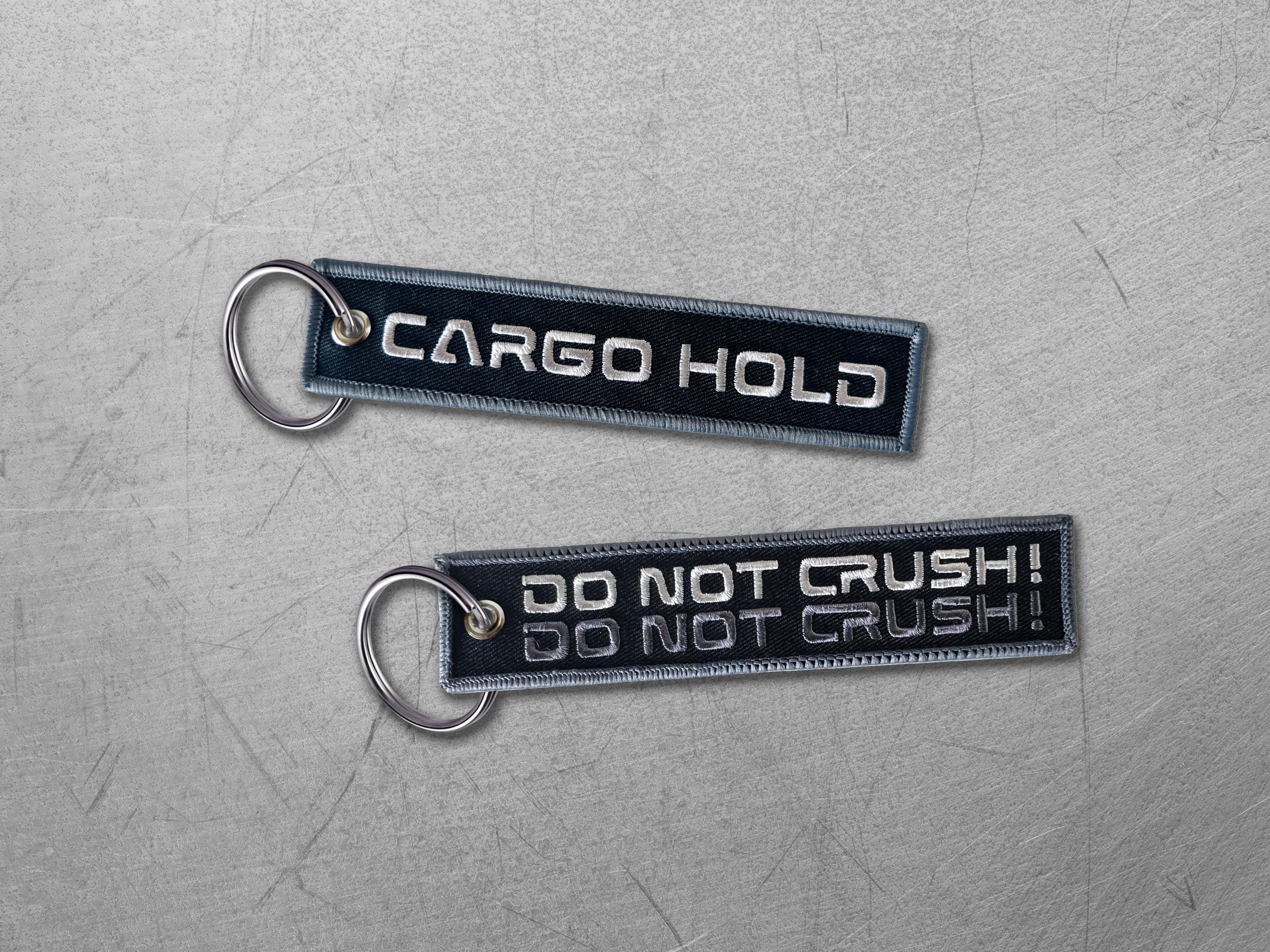 Cargo Hold "Remove Before Flight" Keychain / Galactic Adventurer EDC Keytag / Sci-Fi Cyberpunk Tech Prop Tag