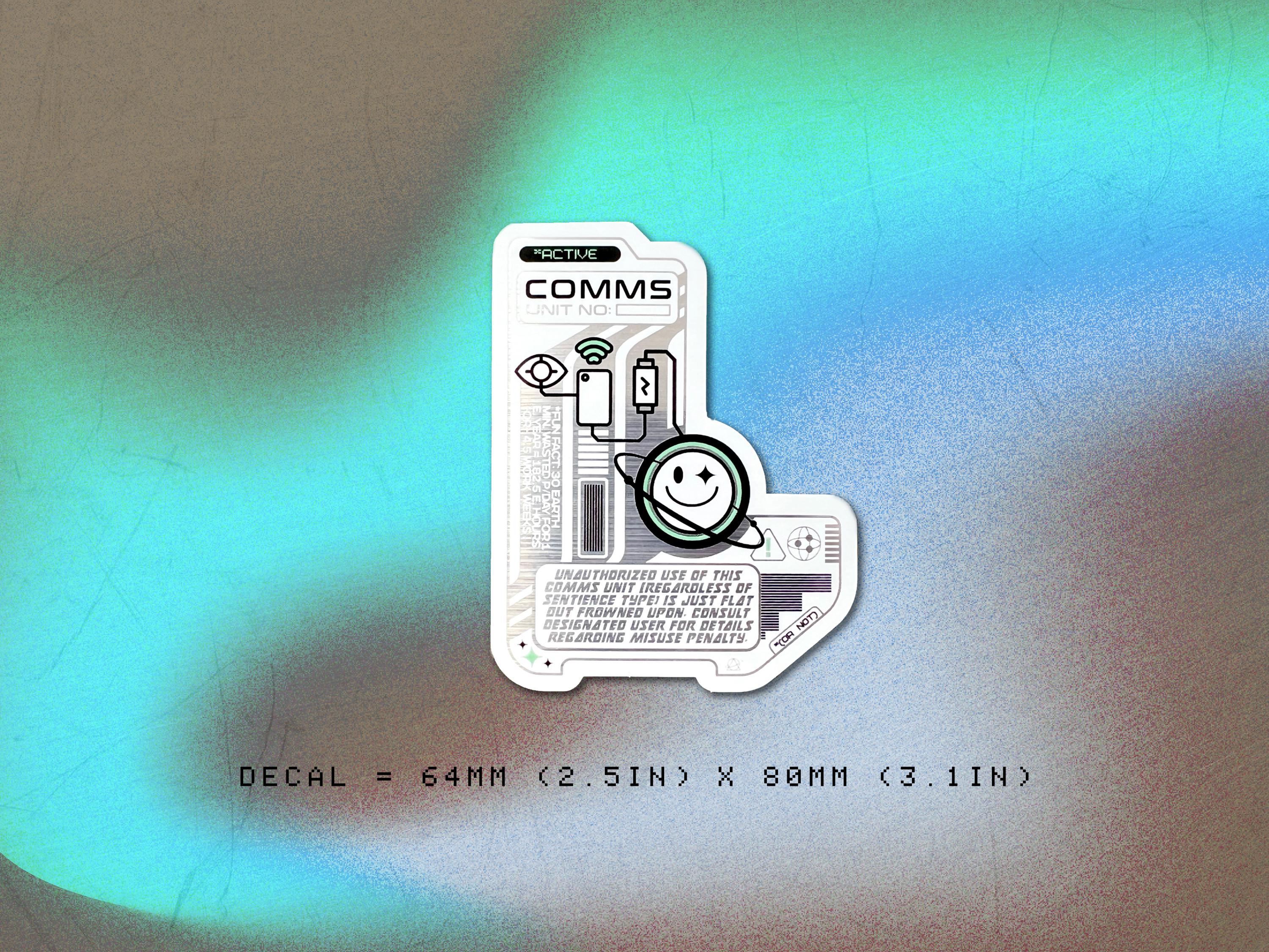 Holographic Comms Device Vinyl Decal - Cyberpunk Phone / Futuristic Laptop Sticker - Astropunk / Sci-Fi Decal