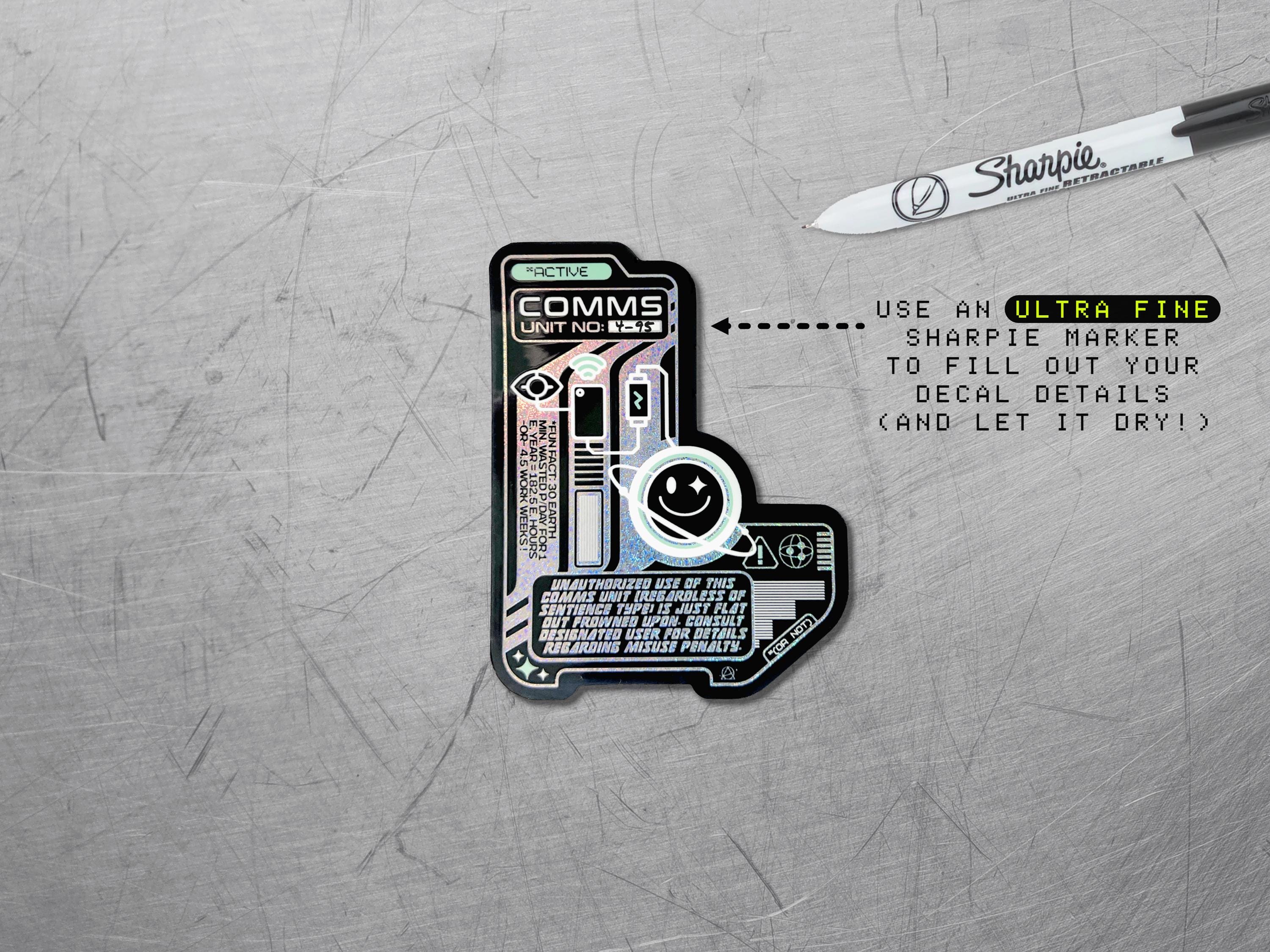 Holographic Comms Device Vinyl Decal - Cyberpunk Phone / Futuristic Laptop Sticker - Astropunk / Sci-Fi Decal