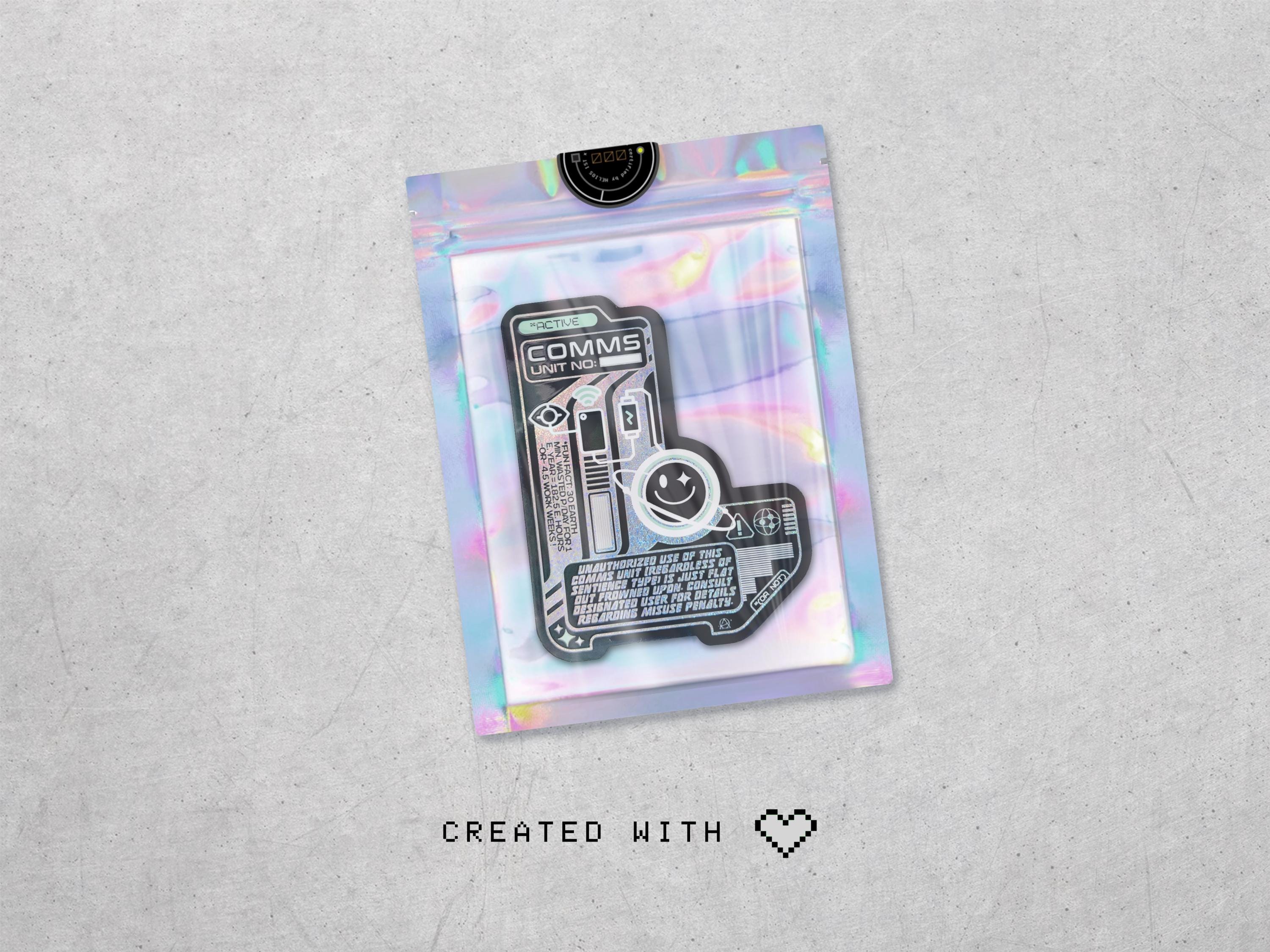Holographic Comms Device Vinyl Decal - Cyberpunk Phone / Futuristic Laptop Sticker - Astropunk / Sci-Fi Decal