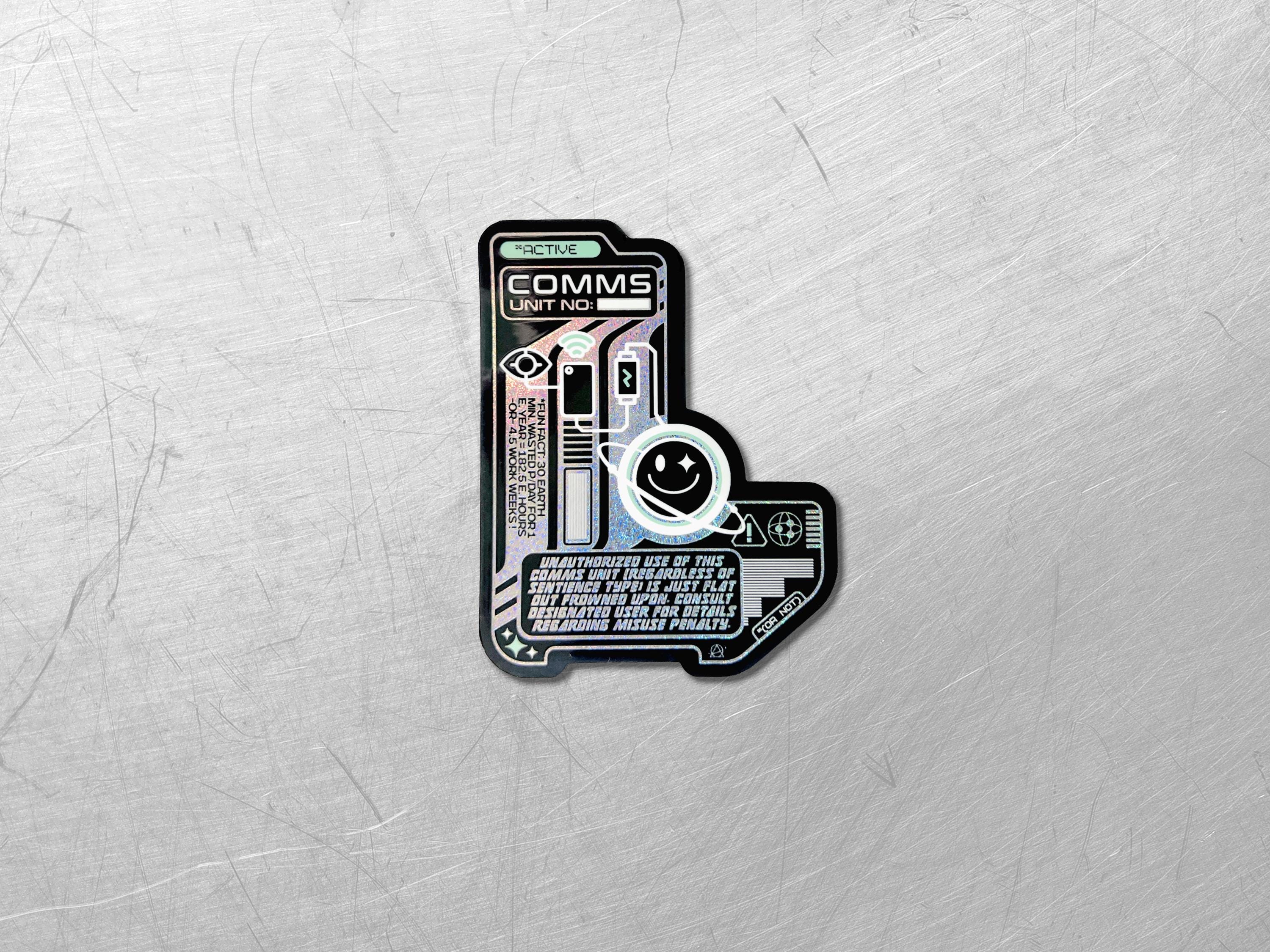 Holographic Comms Device Vinyl Decal - Cyberpunk Phone / Futuristic Laptop Sticker - Astropunk / Sci-Fi Decal