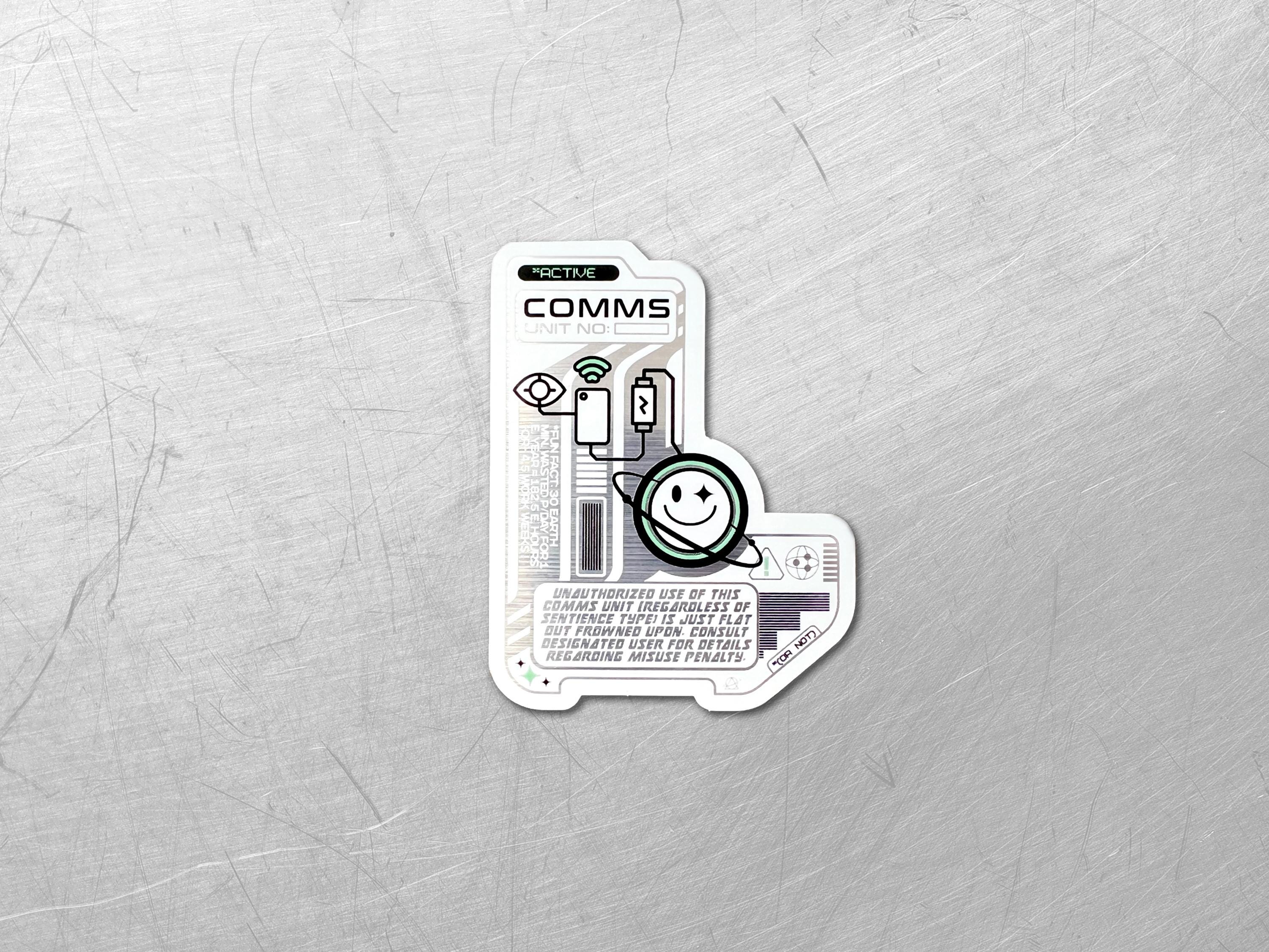 Futuristic Comms Device Vinyl Decal - Cyberpunk Phone / Laptop Sticker - Astropunk / Sci-Fi Decal