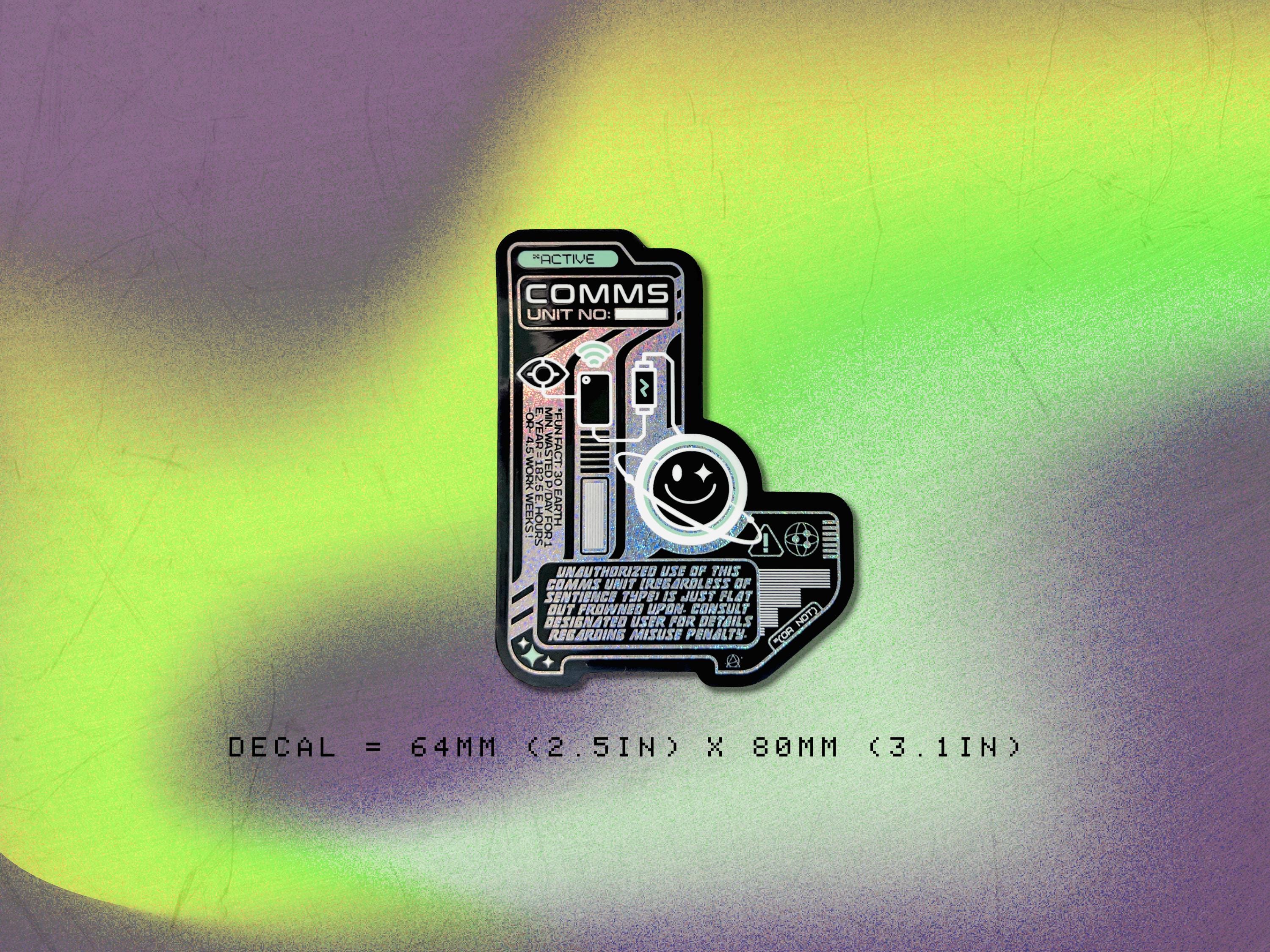 Holographic Comms Device Vinyl Decal - Cyberpunk Phone / Futuristic Laptop Sticker - Astropunk / Sci-Fi Decal