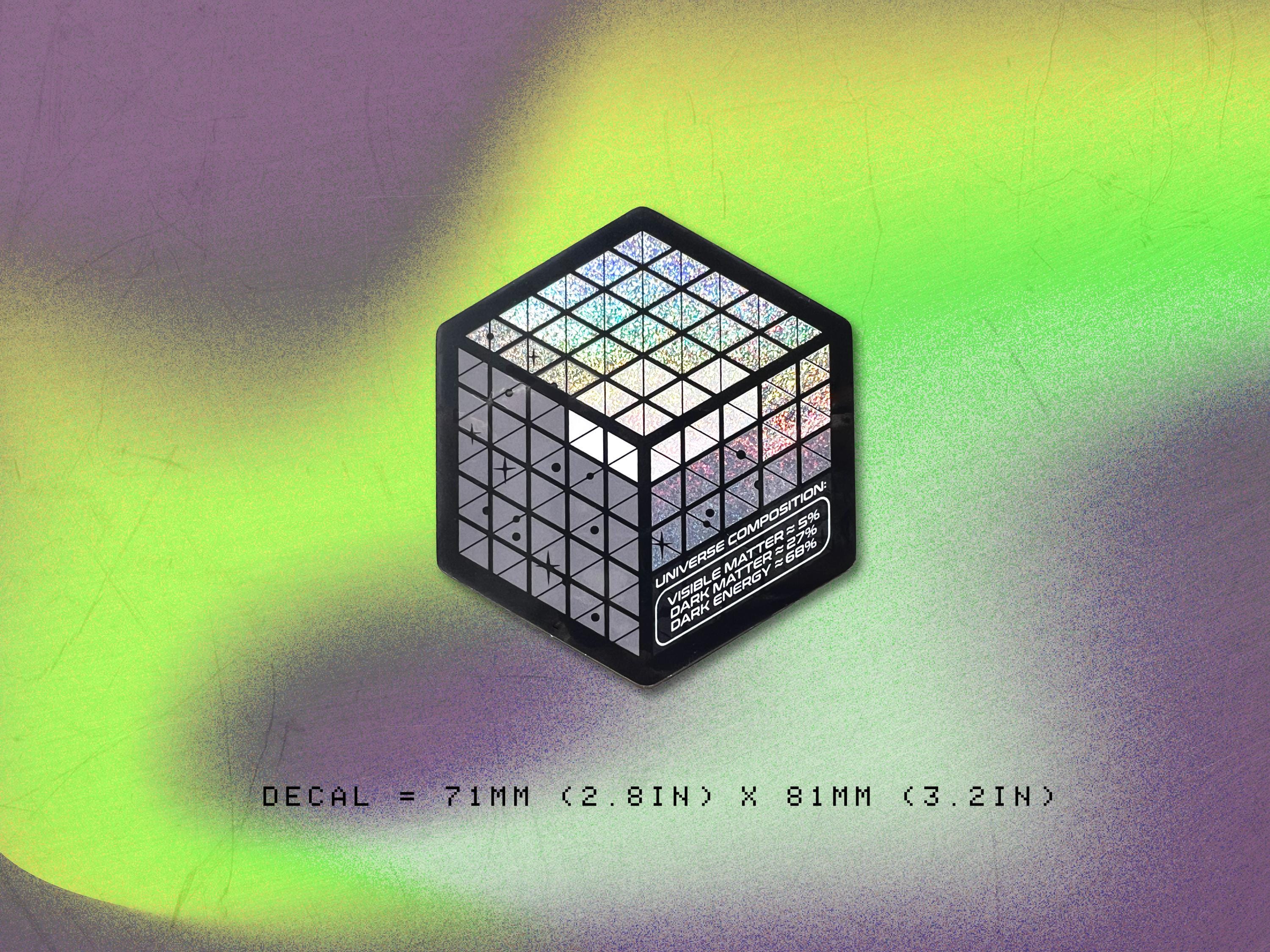 Universe Composition Holographic Vinyl Decal (V2) - Isometric Art Sticker