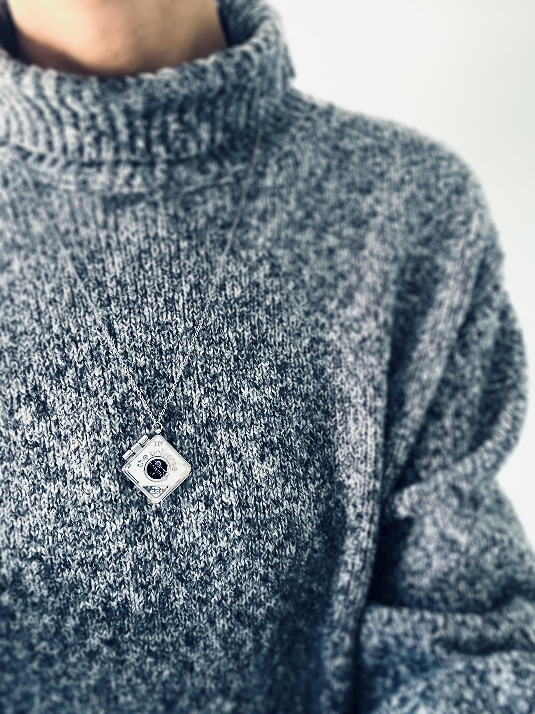 Universal Guide Book Locket Necklace - Futuristic / Interactive Event Horizon Space Pendant