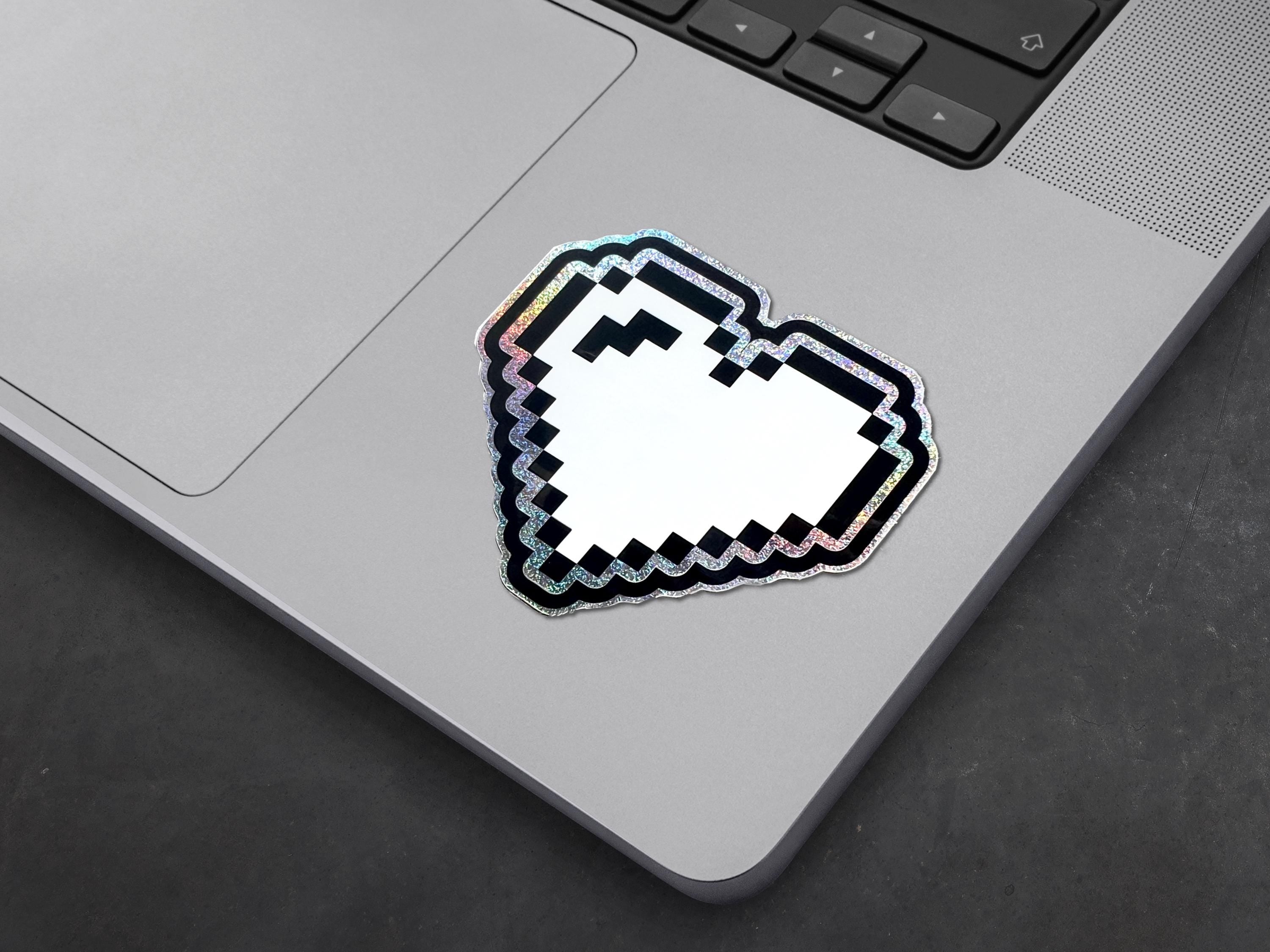 Pixel Hearts Cyberpunk Decal (V2) - Futuristic 90s Holographic Sticker - Retro Vaporwave / Glitch Laptop Sticker