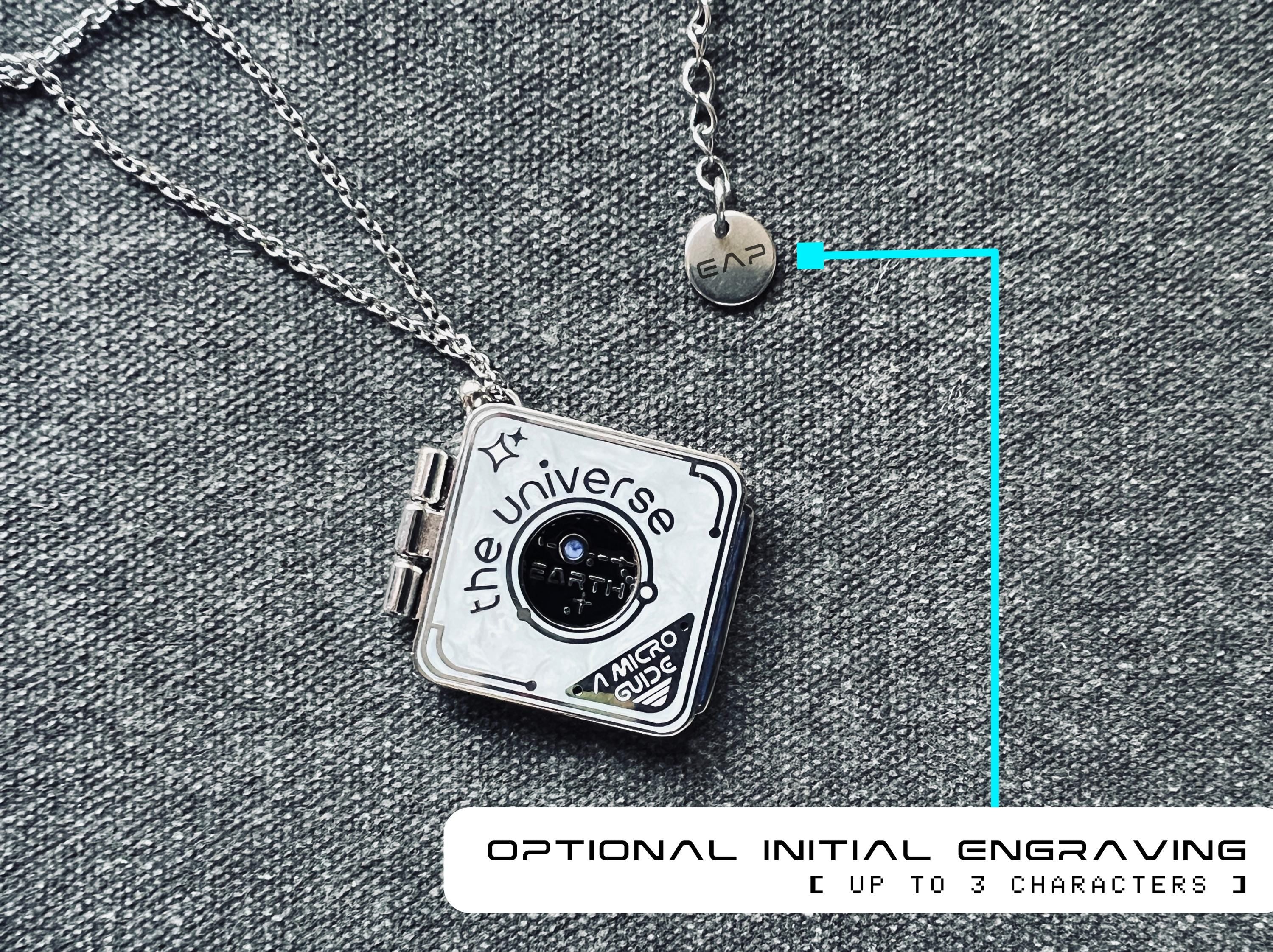 Universal Guide Book Locket Necklace - Futuristic / Interactive Event Horizon Space Pendant