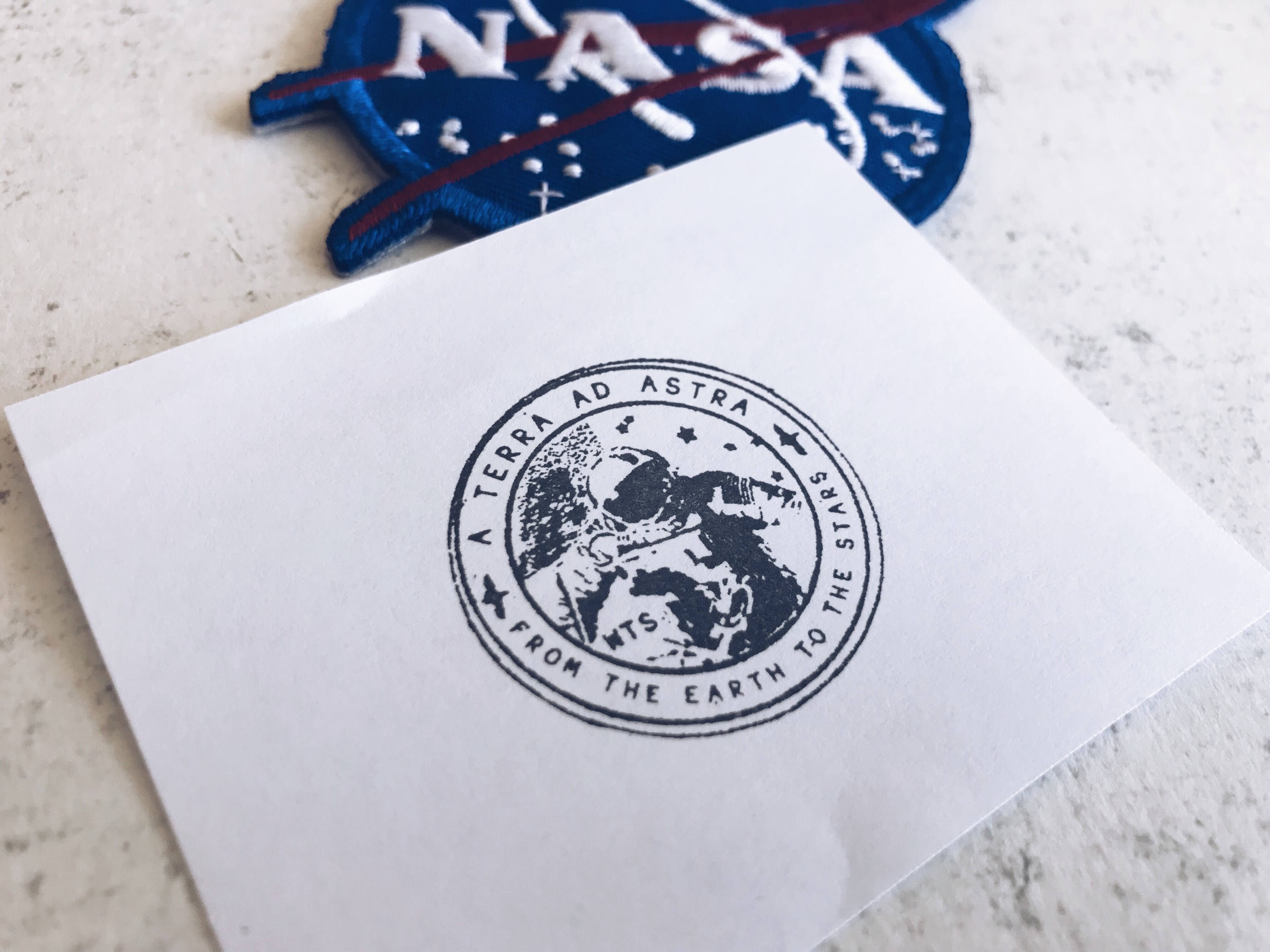 Astronaut Seal Rubber Stamp - Vintage Style Space Stamp - Cosmonaut Party Stationery