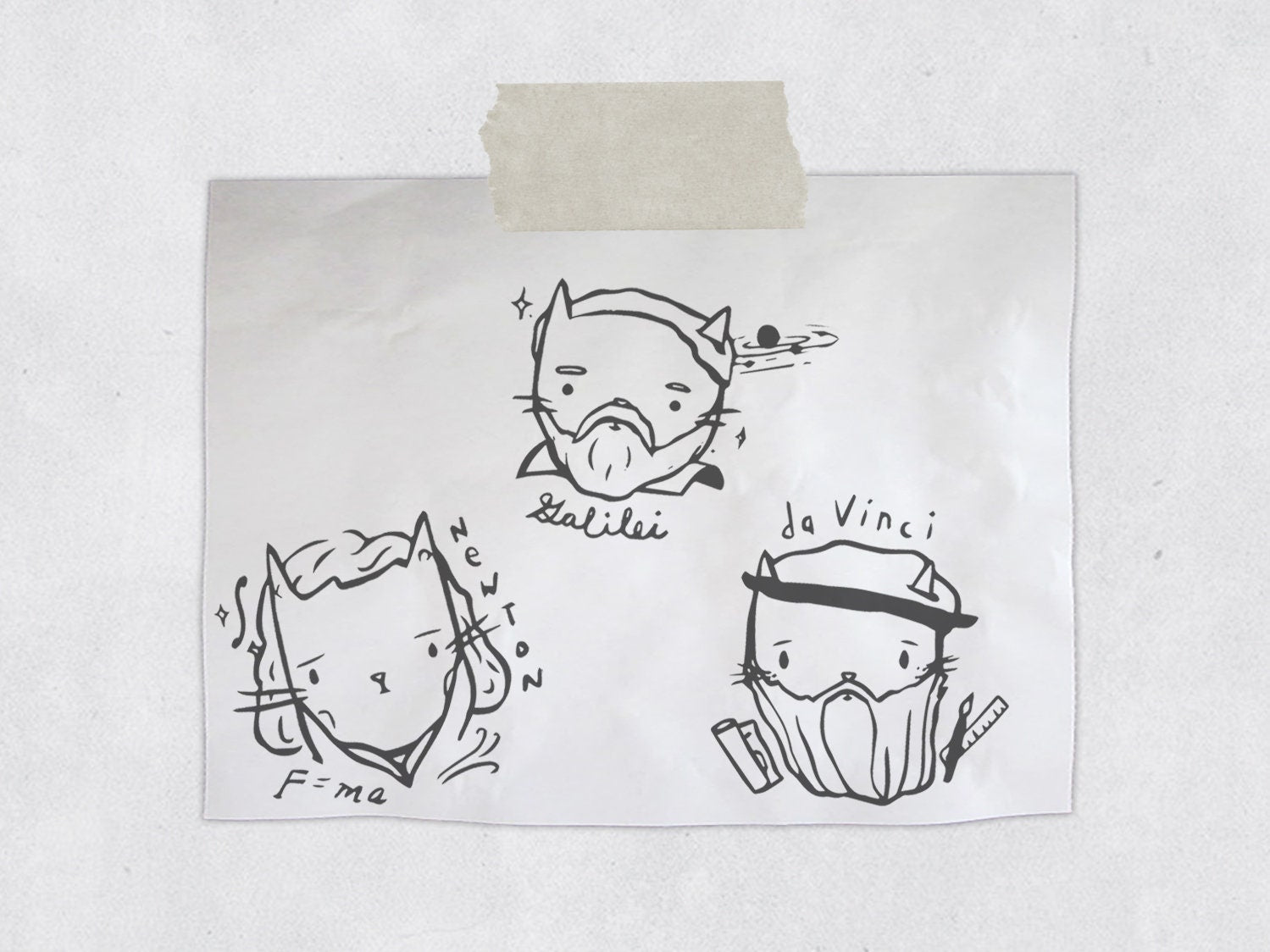 Science Cats Rubber Stamps  - Max Planck, Albert Einstein, Alan Turing - STEM Teacher Rubber Stamp