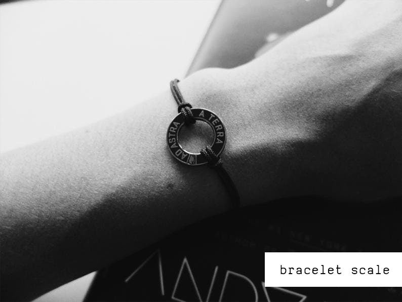 Per Aspera Meteorite Dust Bracelet - Ad Astra Men's / Women's Black Astronomy Bracelet - Minimalist / Futuristic Scifi Space Jewelry
