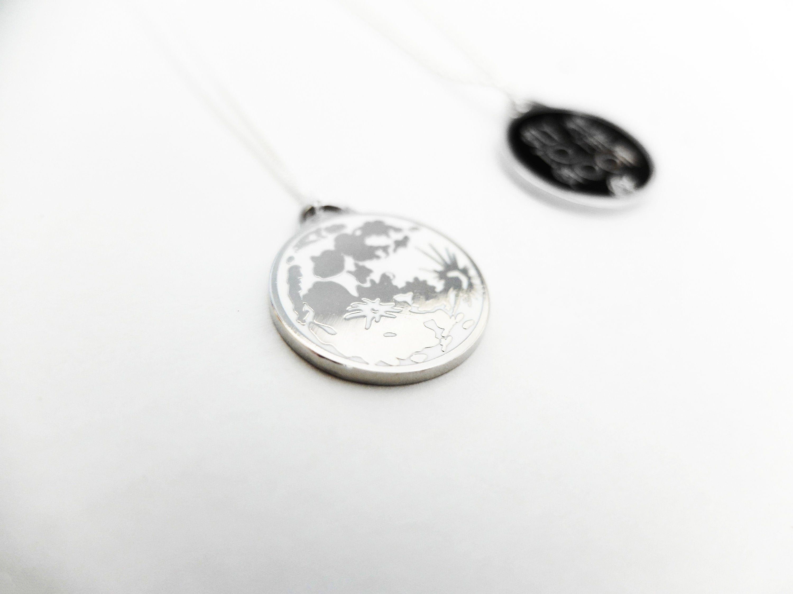 Reversible Lunar Necklace - Astronomy / Space Jewelry Gift - Celestial Art Deco / Minimalist Pendant