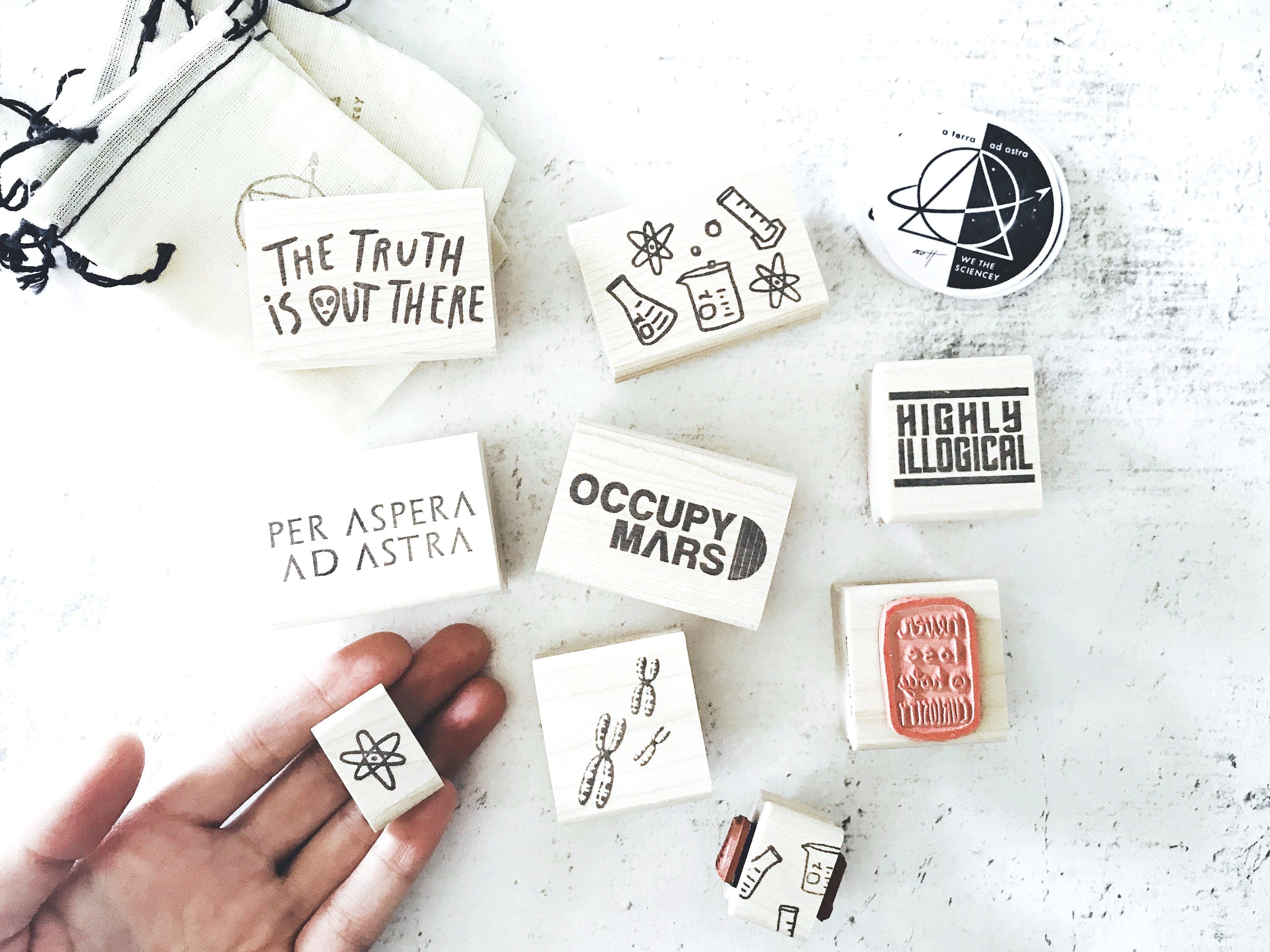 Spock & Tribbles Rubber Stamp - Trekkie Pen Pal Stamp - Vulcan Salute