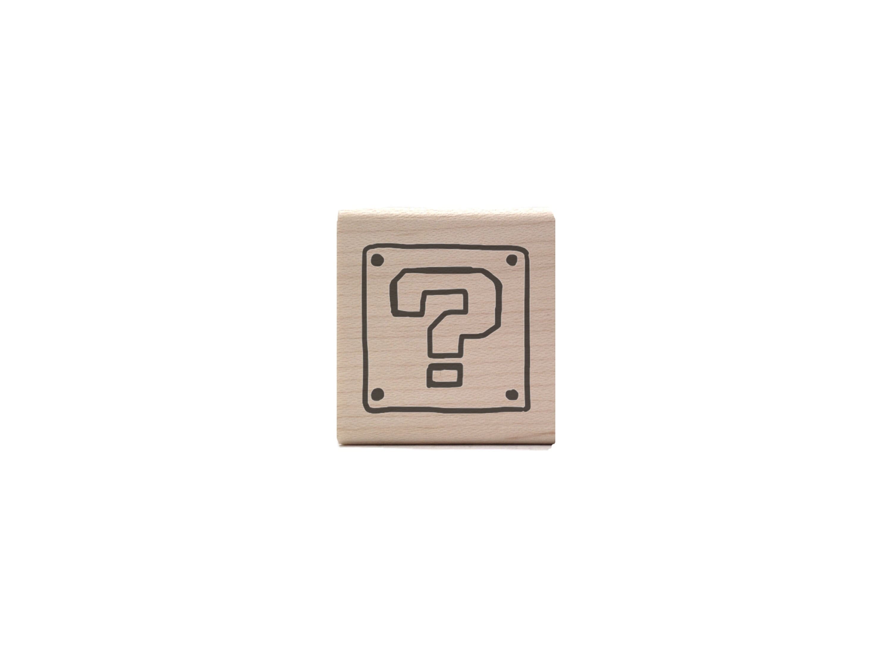 Mystery Block Rubber Stamp - 90s Video Game Stationery - Retro Gamer Mario Question Block