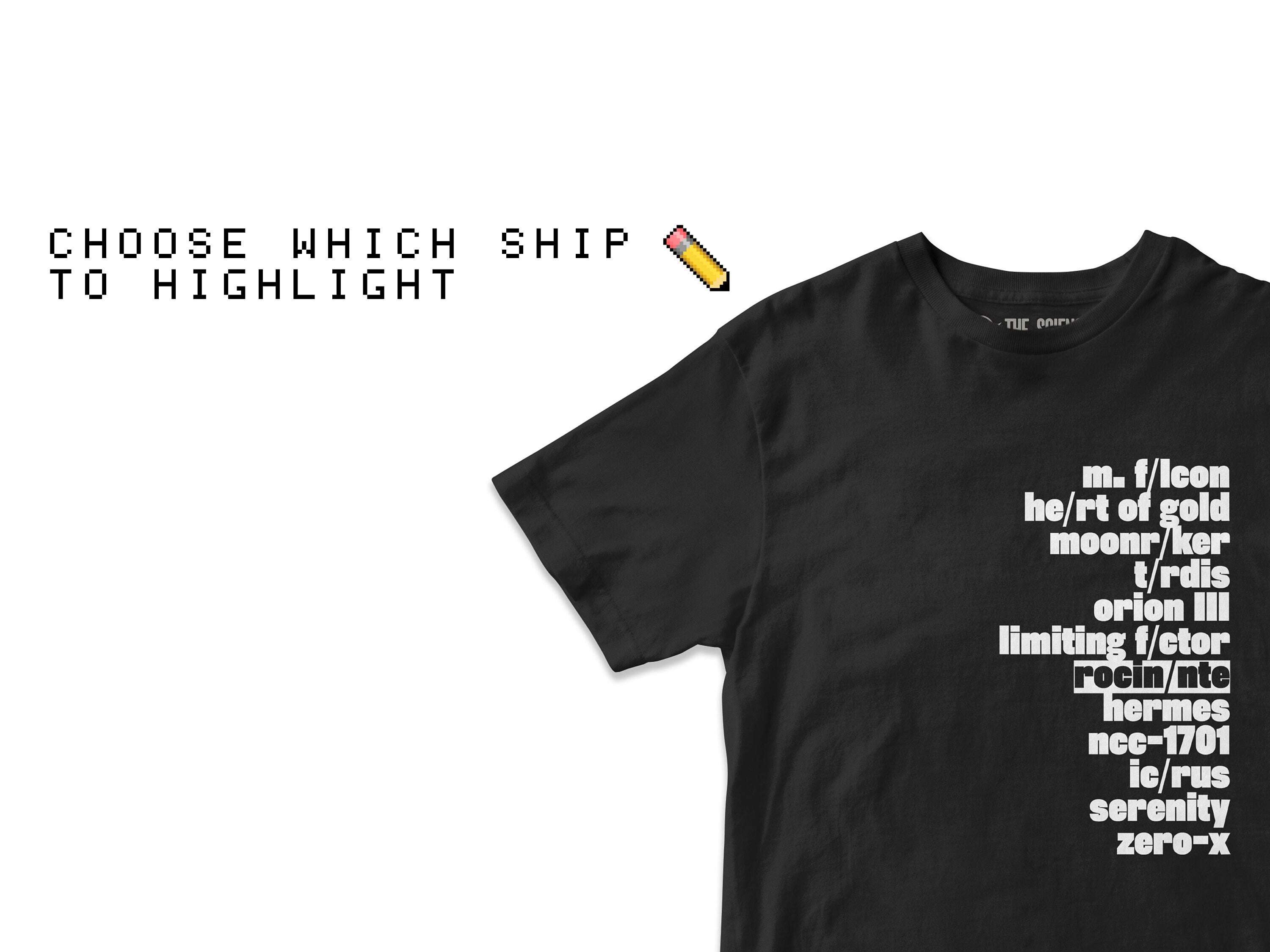 Personalized Sci-Fi Ships T-Shirt - Culture Series, HHGTTG, Expanse - Tees for Nerds