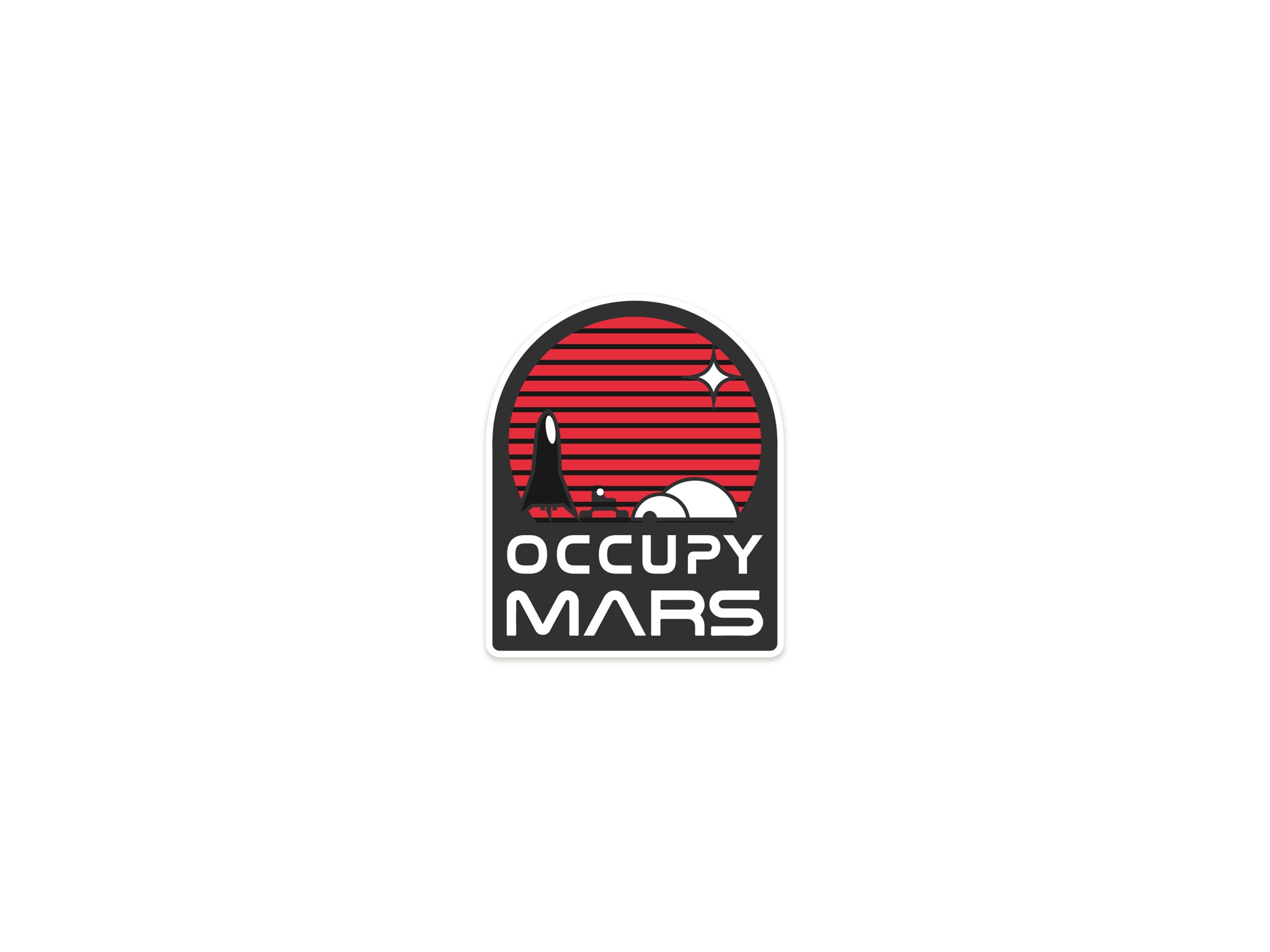 Occupy Mars V 2.0 Illustrated Sticker - Space Logo Vinyl Decal - Martian Lovers Aerospace Gift