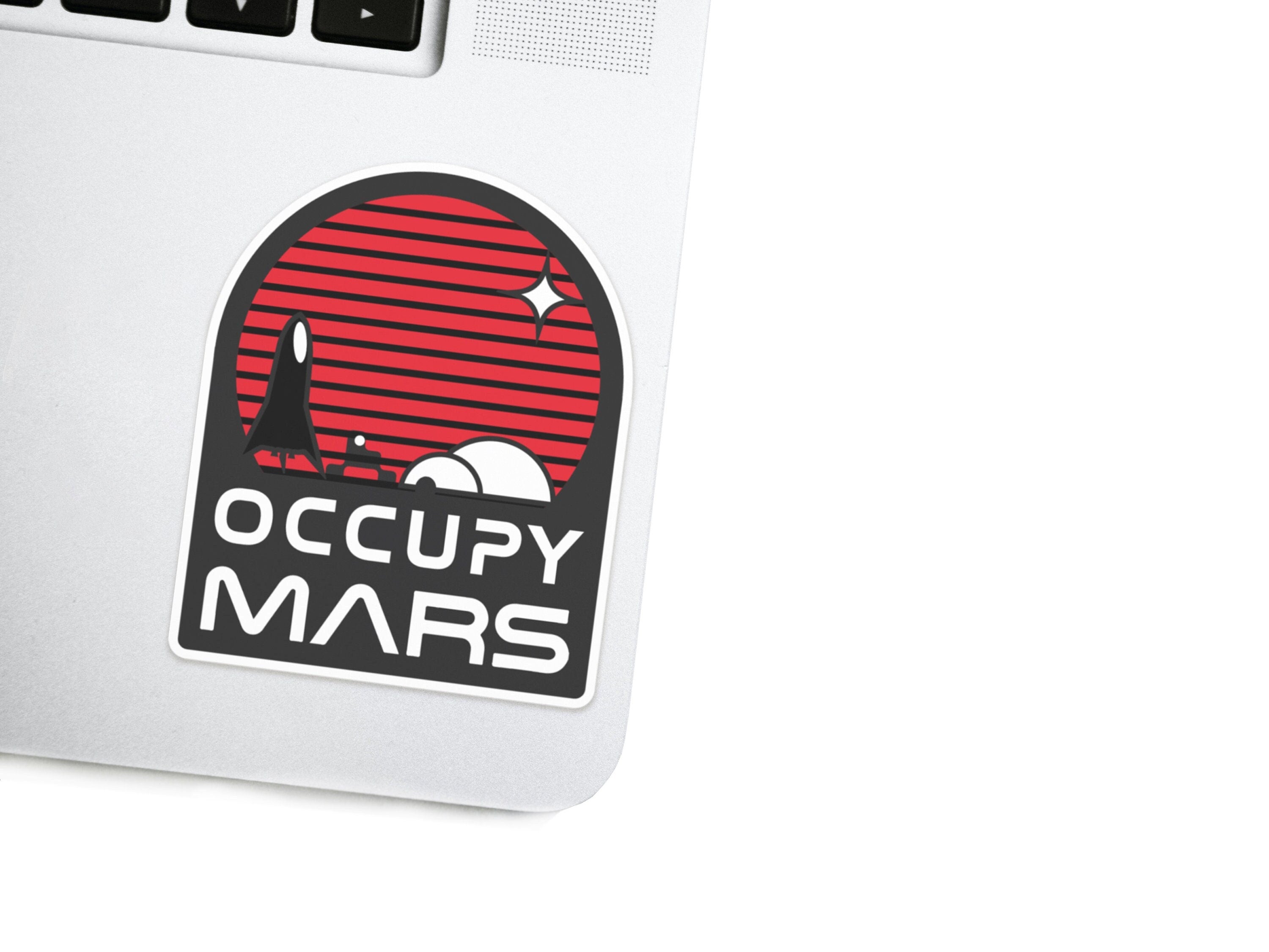 Occupy Mars V 2.0 Illustrated Sticker - Space Logo Vinyl Decal - Martian Lovers Aerospace Gift