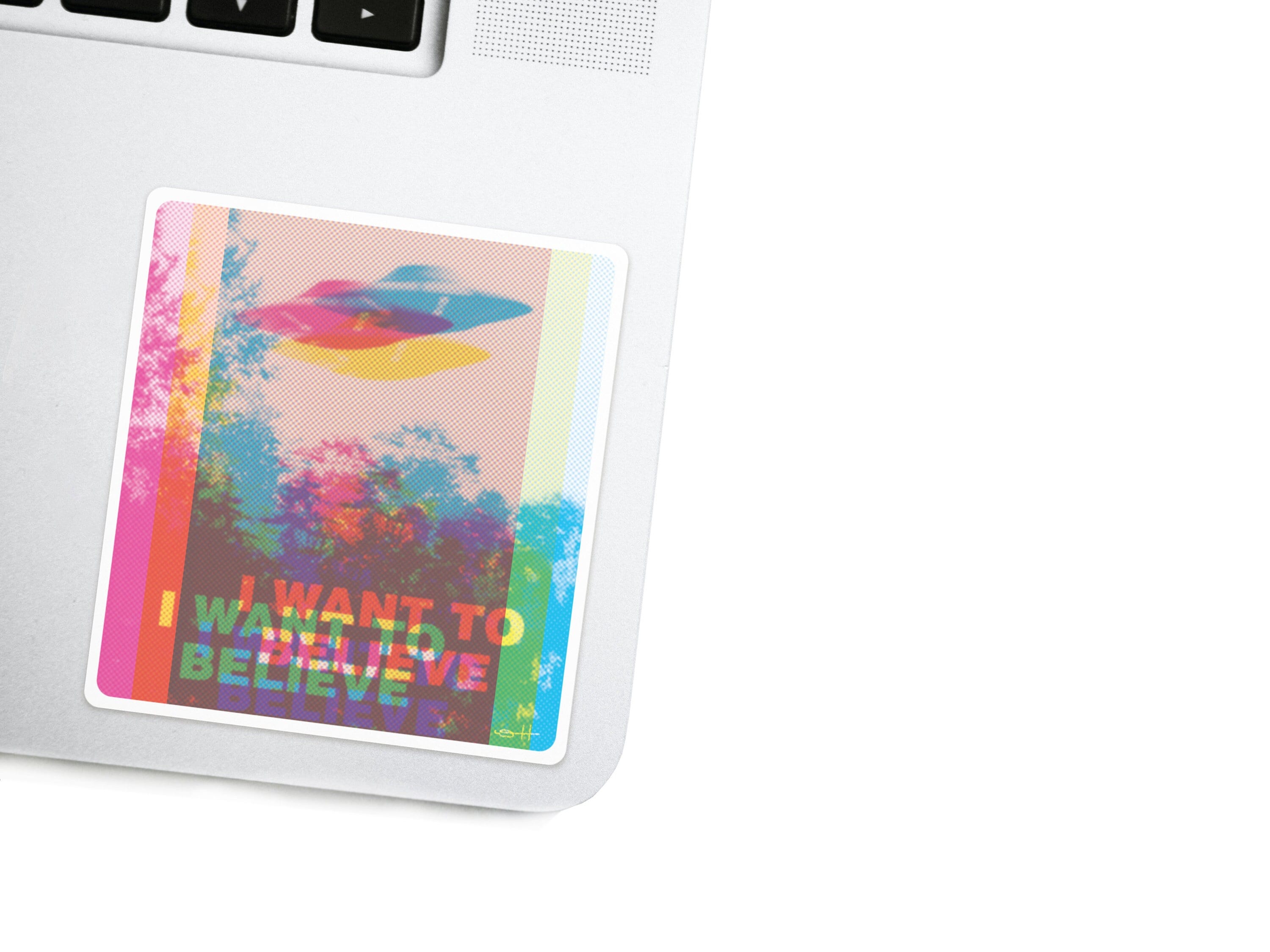 I Want To Believe Decal - Futuristic Alien Laptop Sticker - Scully & Mulder UFO Vinyl Decal