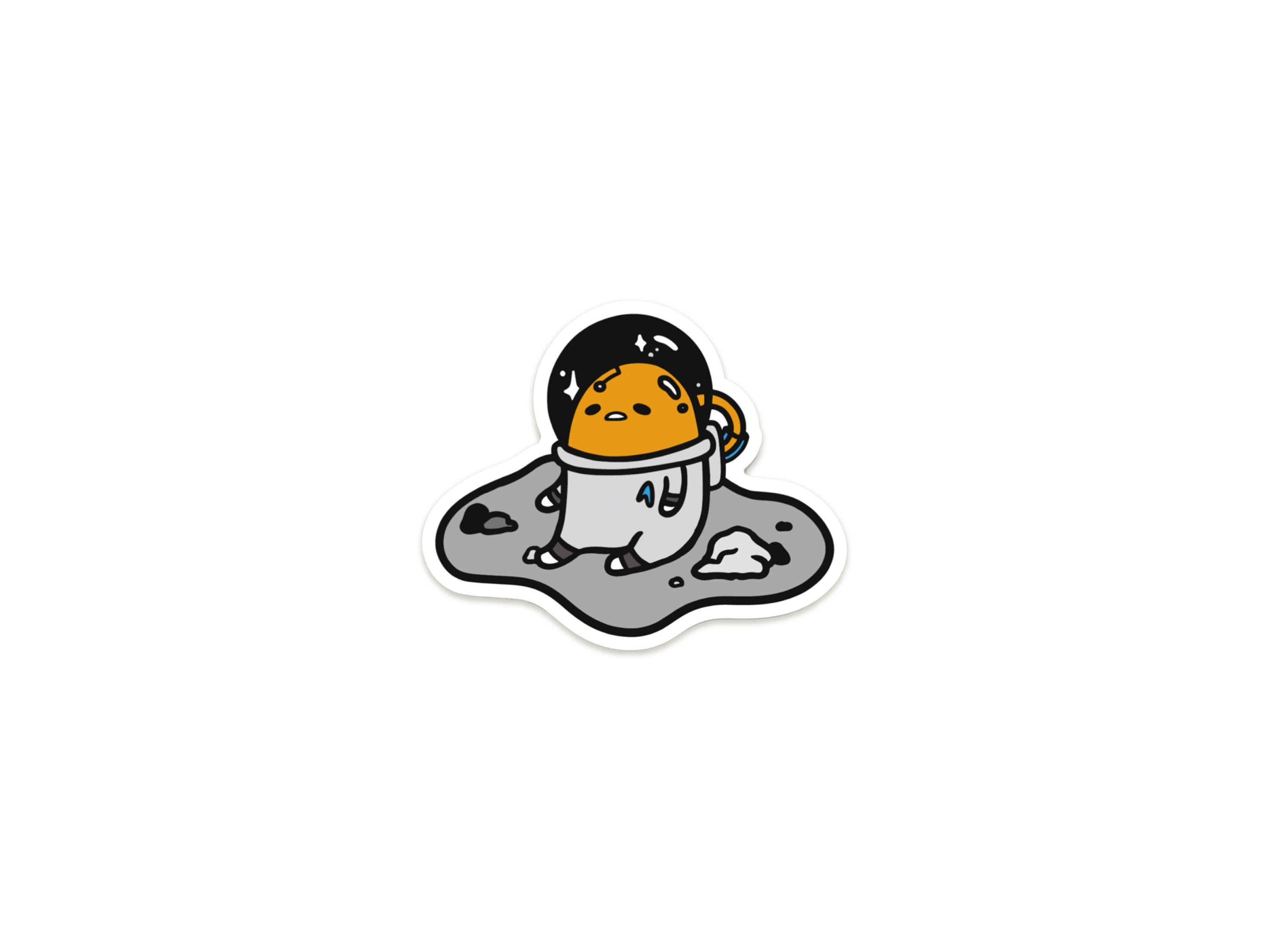 Gude-Alien Lazy Astronaut Egg Decal - Cute Japanese Kawaii Vinyl Sticker - Astronomy / Outer Space Water Bottle Decal